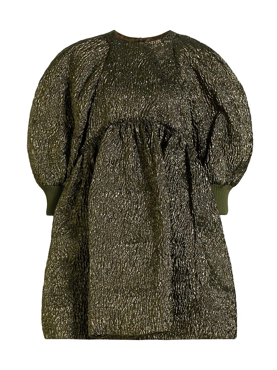 Womens Metallic Cloqu Smock Minidress Product Image