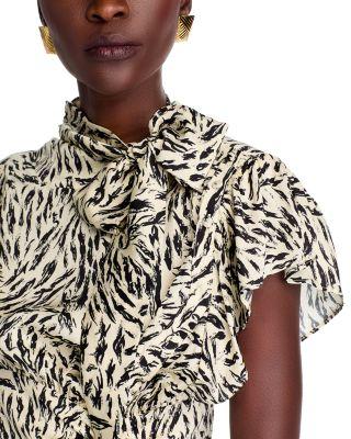 Aiko Printed Tie Neck Blouse Product Image