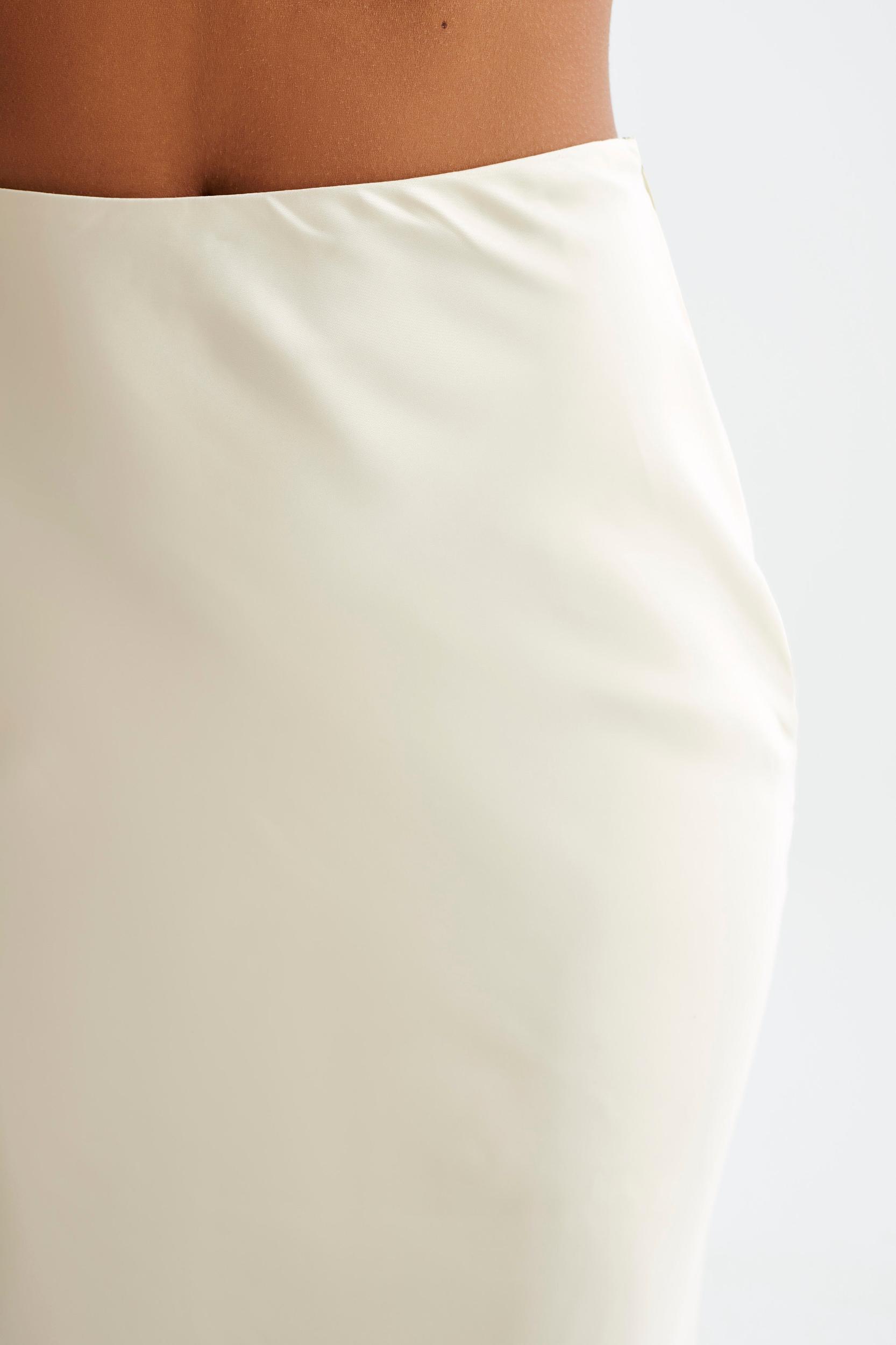 Viviana Satin Sleeveless Crop Top - Ivory Product Image