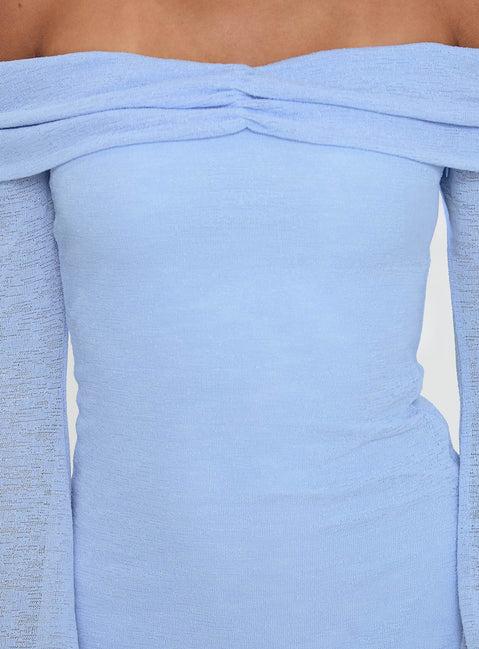 Stellaire Long Sleeve Mini Dress Blue Product Image