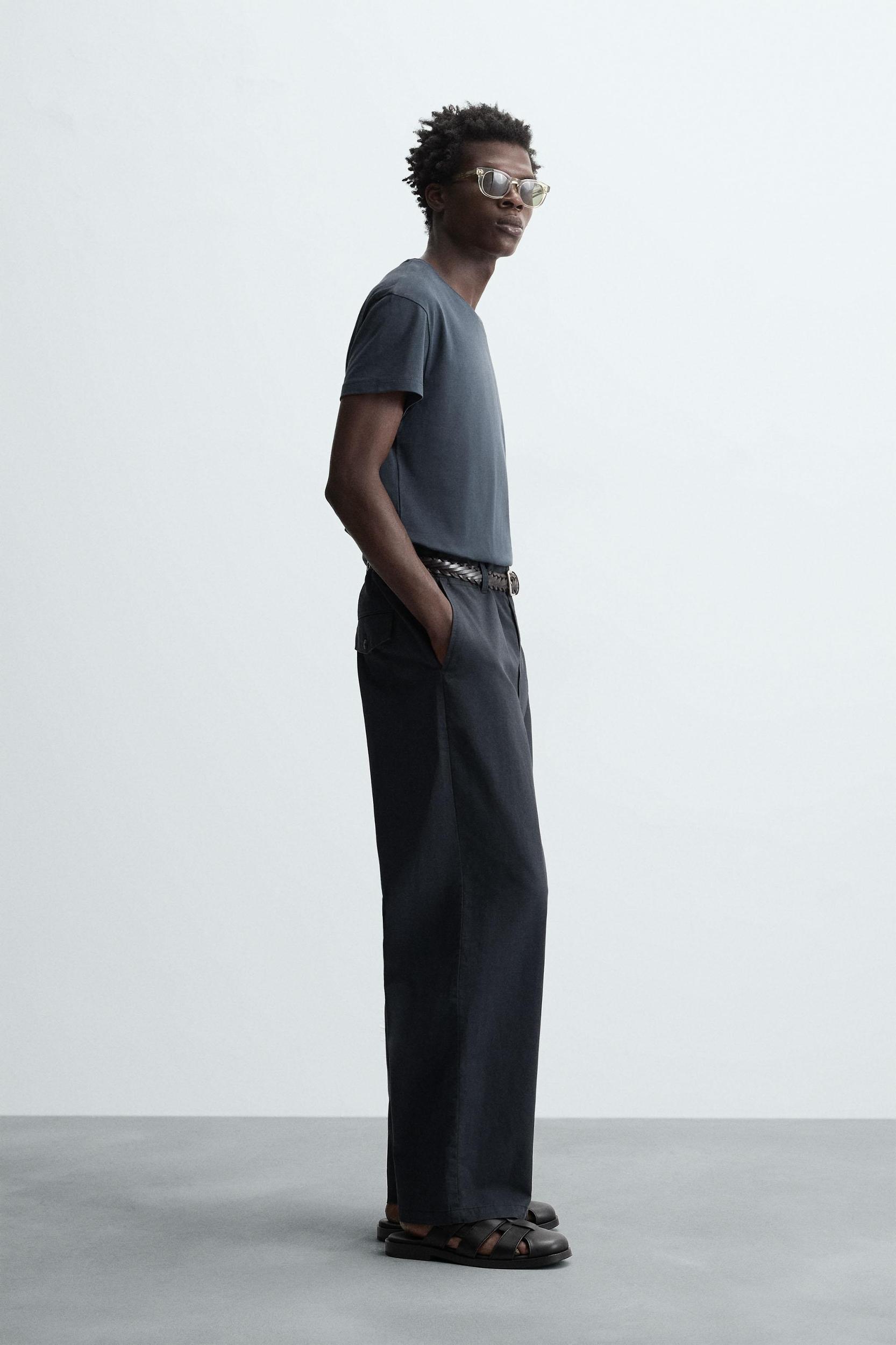 TEXTURED REGULAR FIT PANTS Product Image