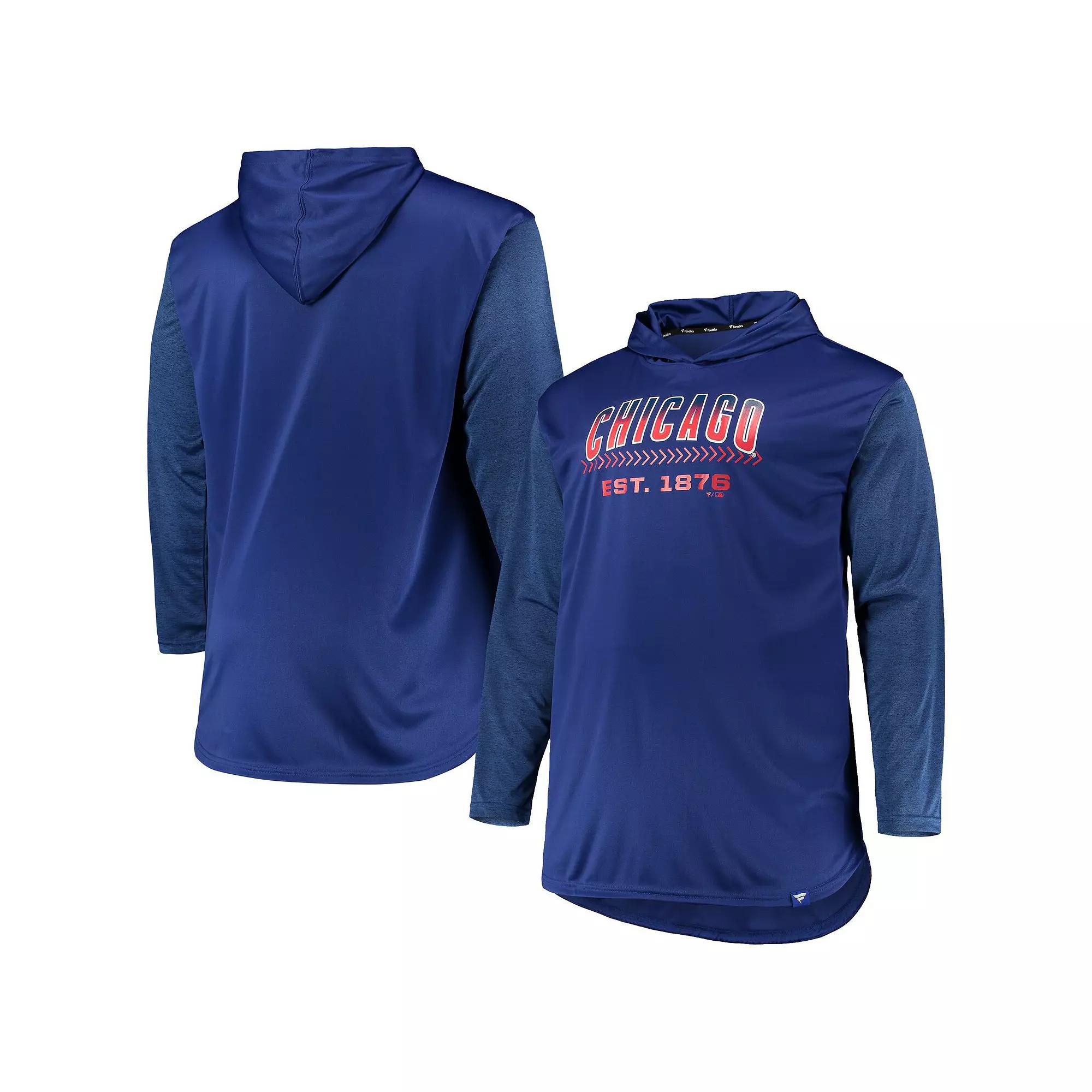Men's Royal/Heathered Royal Chicago Cubs Big & Tall Wordmark Club Pullover Hoodie,  Product Image