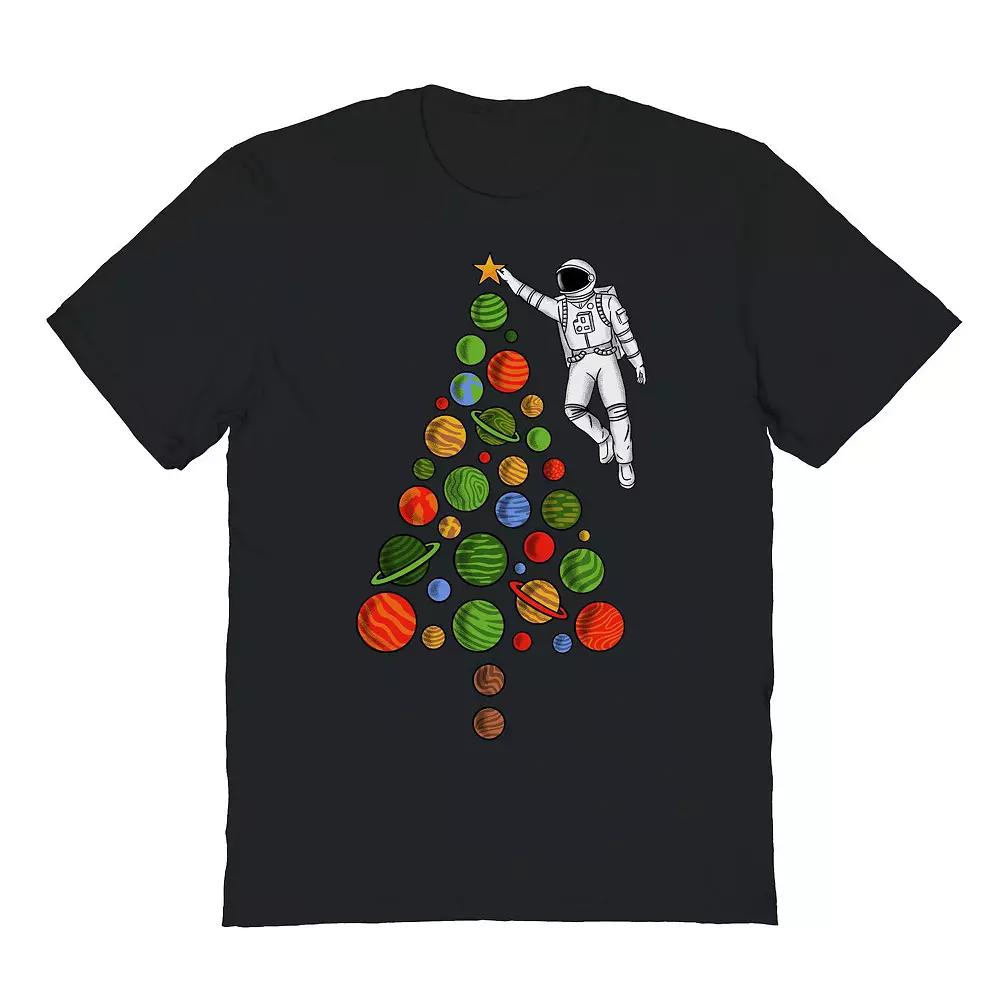 Men's Space Christmas Graphic Tee, Size: XL, Black Product Image