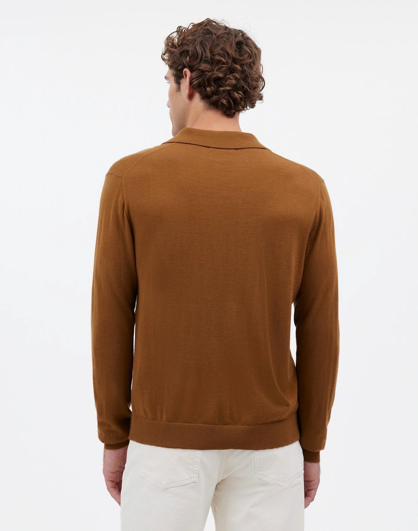 Three-Button Sweater Polo Shirt in Merino Wool Product Image
