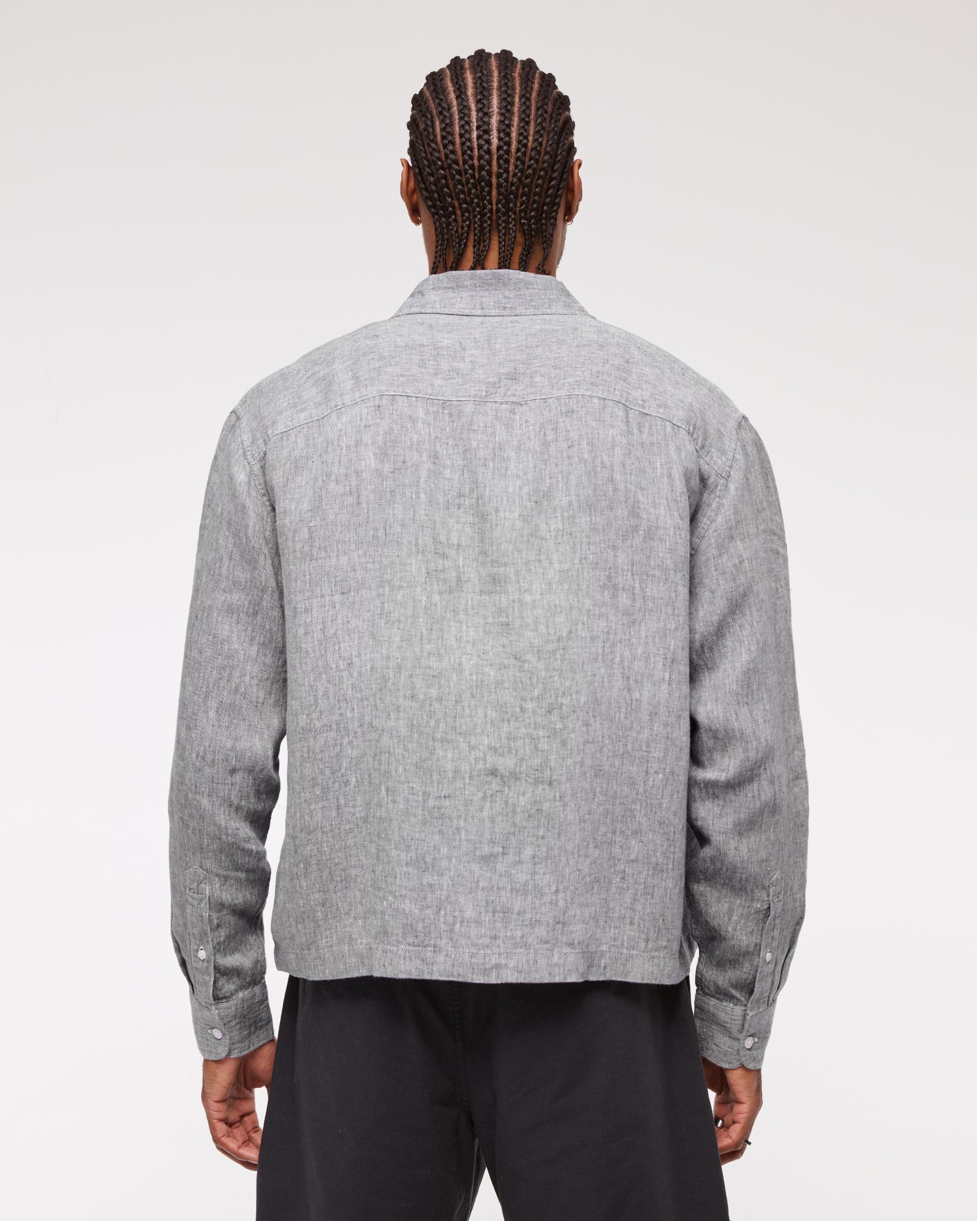 Cropped Linen Button-Up Shirt Product Image