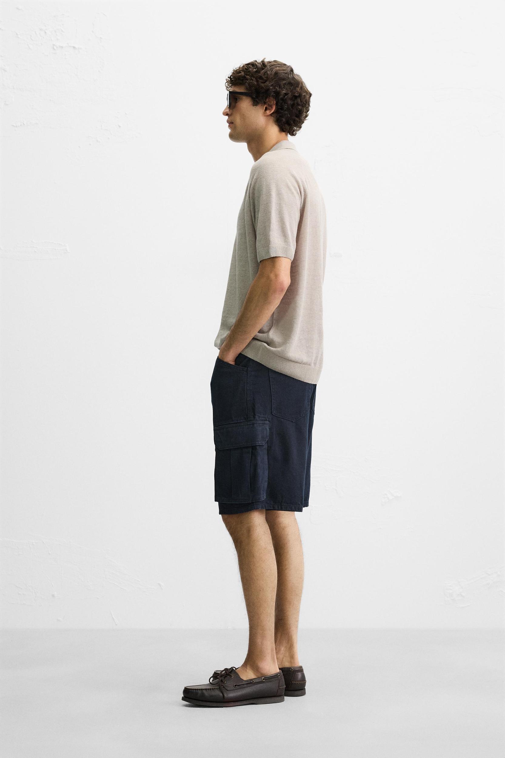 COTTON-LYOCELL CARGO SHORTS Product Image