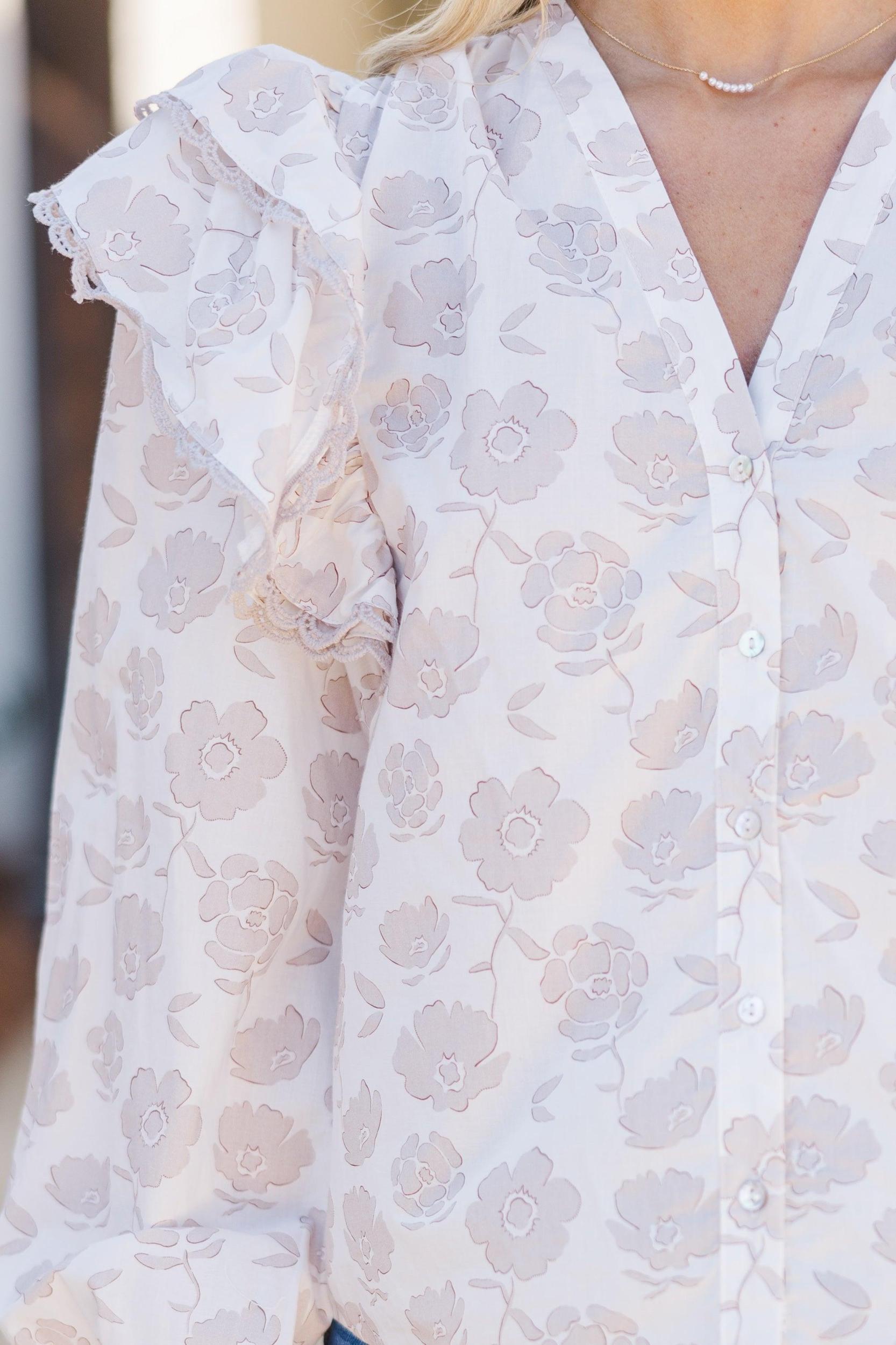 The Rendezvous Cream Floral Blouse Female Product Image