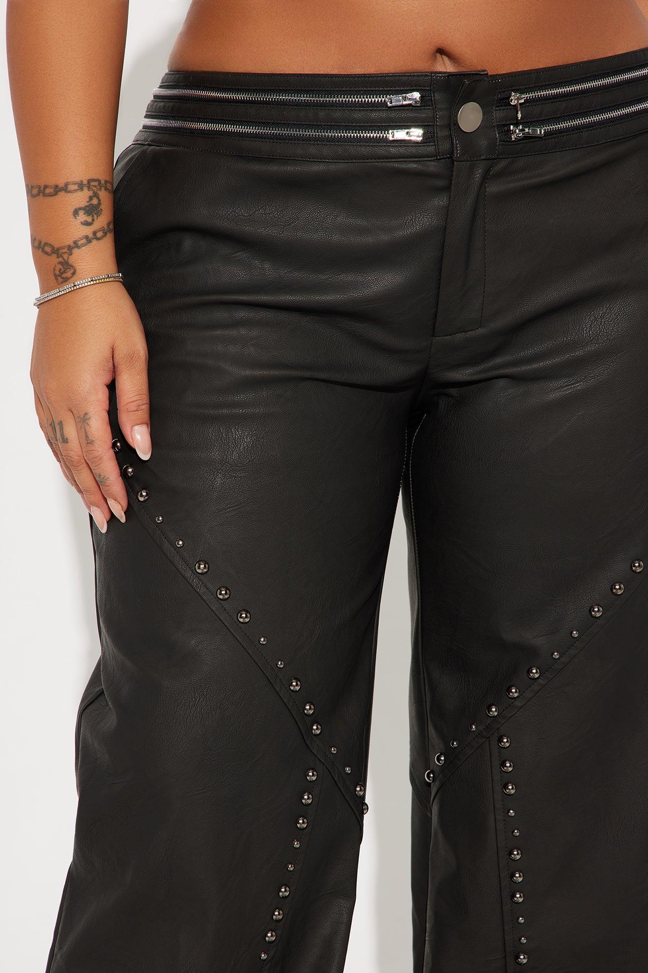 Stella High Rise Faux Leather Pant - Black Product Image