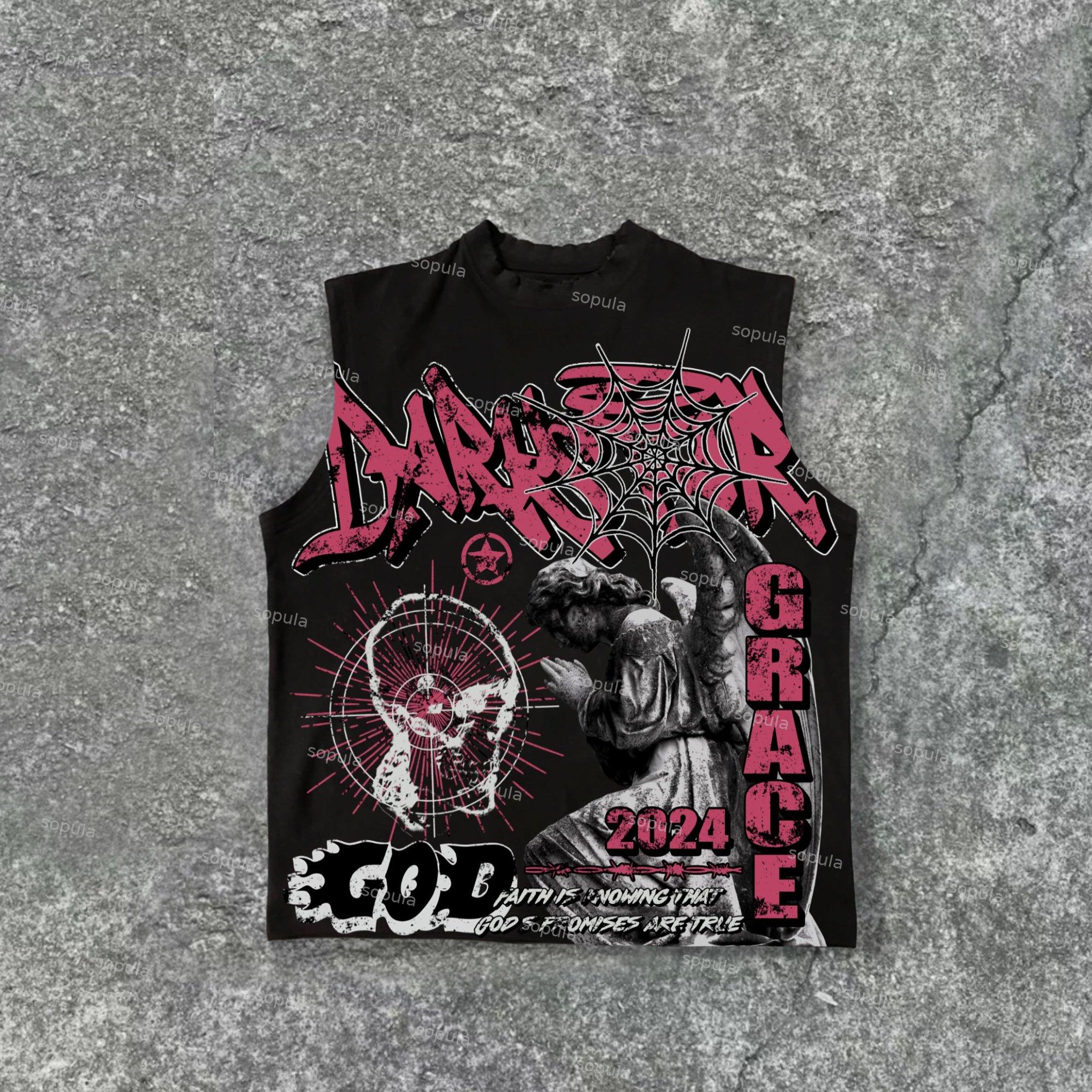 Sopula Darksrar -2024 God & Angel Prayer Graphics Print Pattern Design Cotton Tank Top Product Image