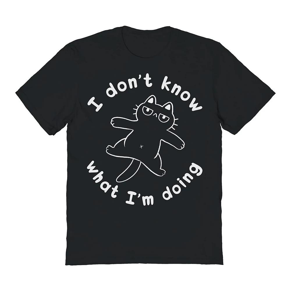 Men's COLAB89 by Threadless I Dont Know What Im Doing Cat Graphic Tee, Size: Medium, Black Product Image