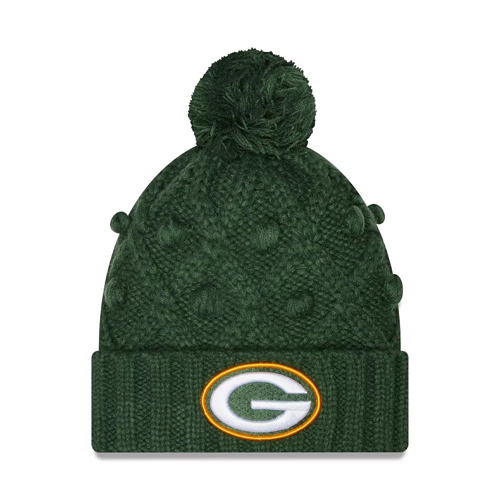 Women's New Era Green Green Bay Packers Toasty Cuffed Knit Hat with Pom Product Image