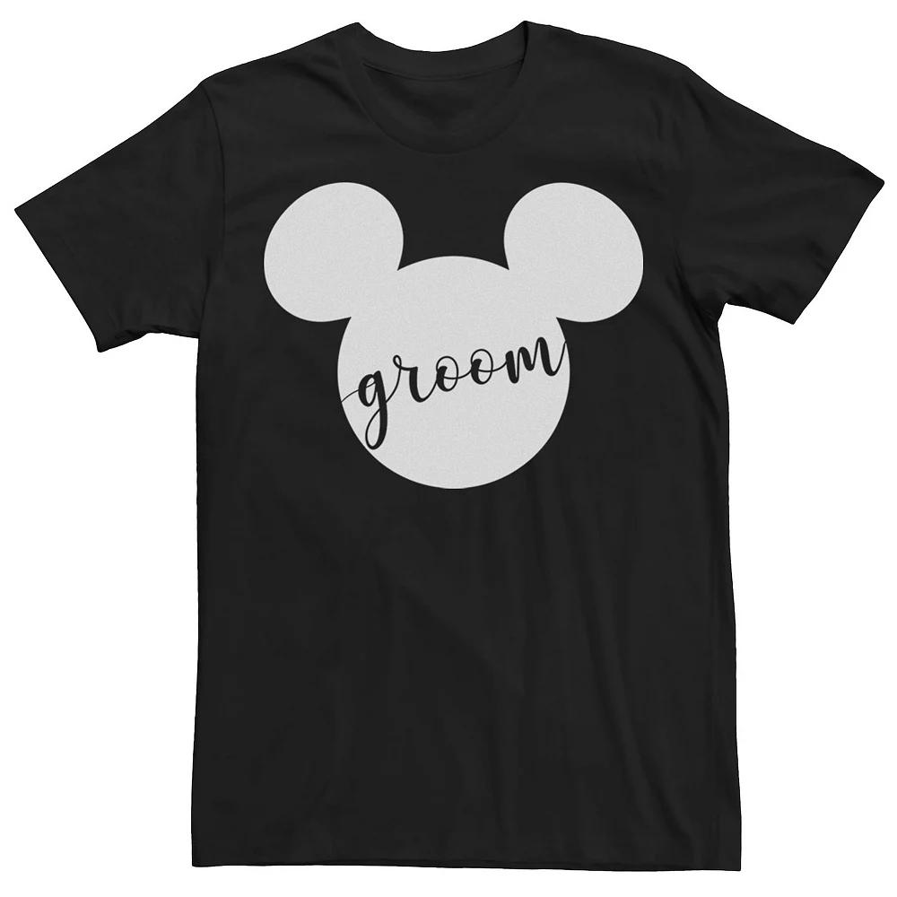 Disney's Mickey Mouse Men's Head Silhouette Groom Cursive Text Tee,  Product Image