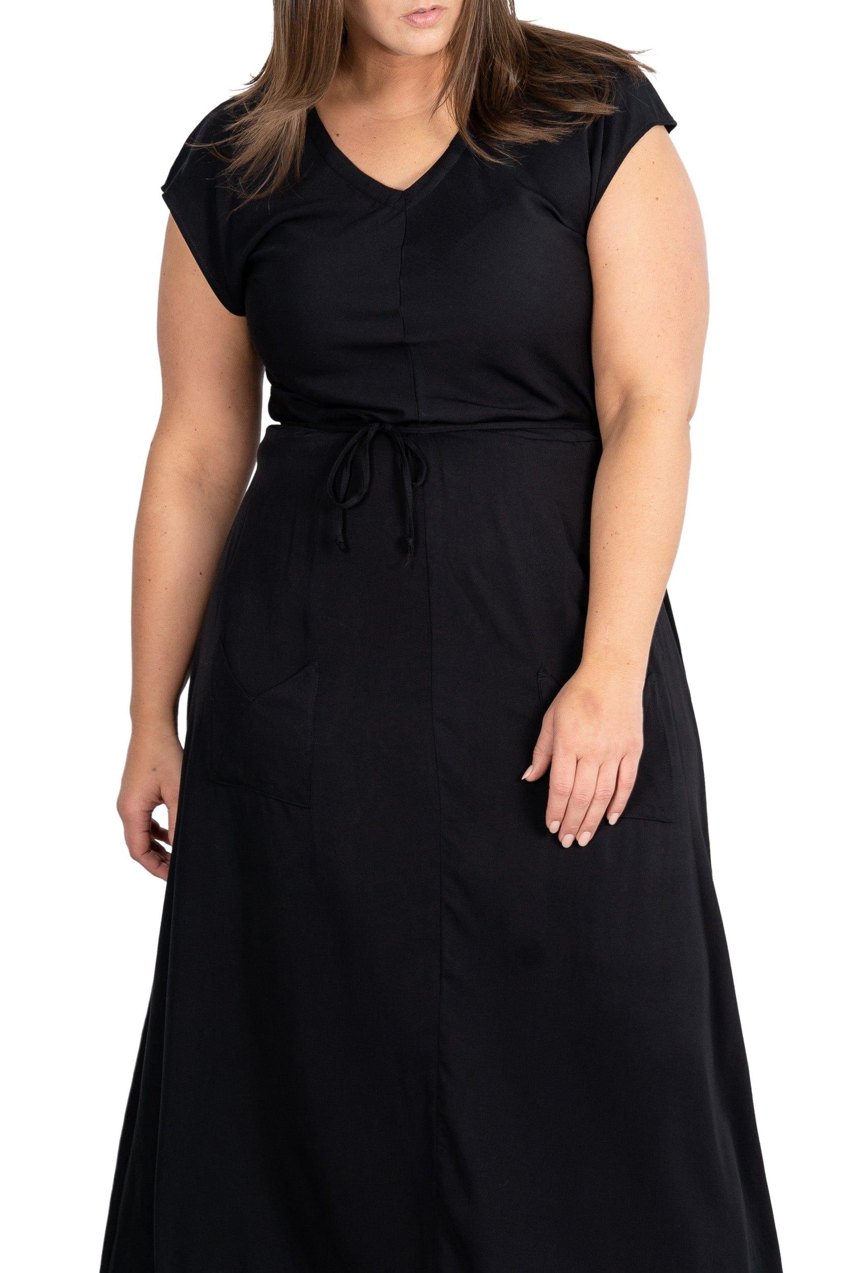 Belted Bias Dress in Black Product Image