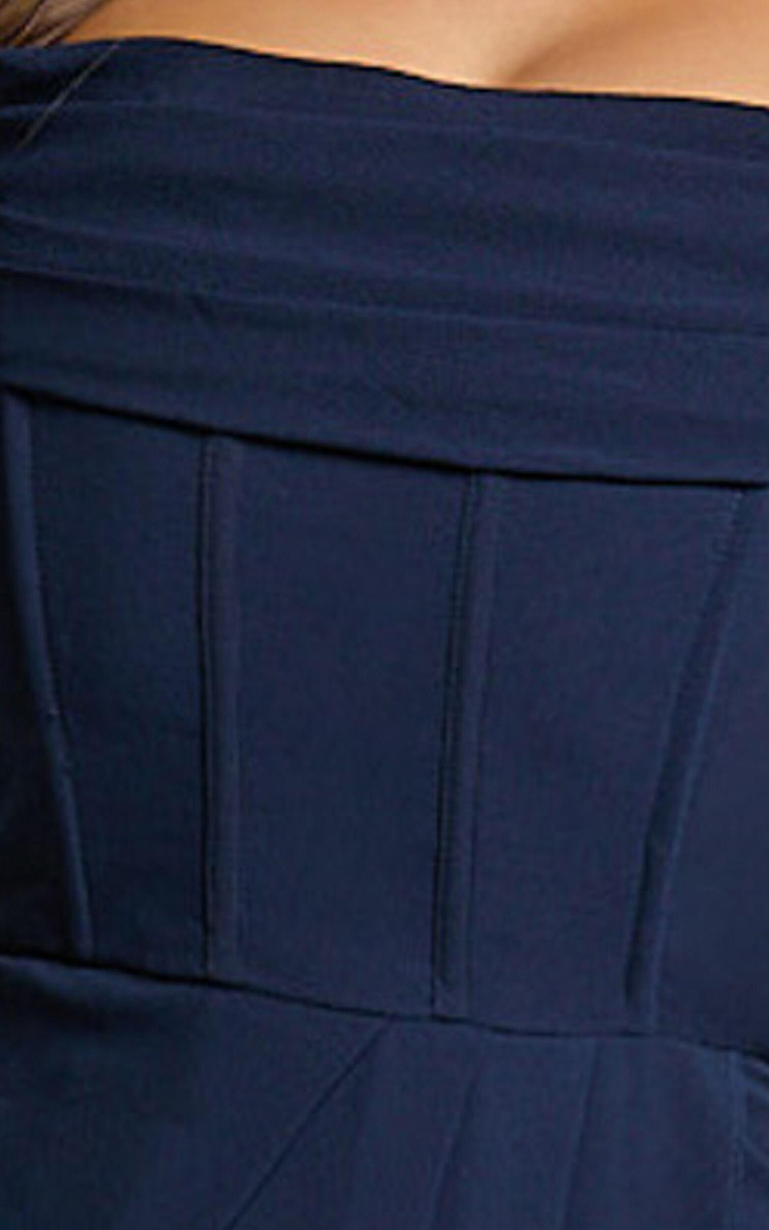 Andrina Midi Dress - High Low Wrap Corset Dress in Navy Product Image