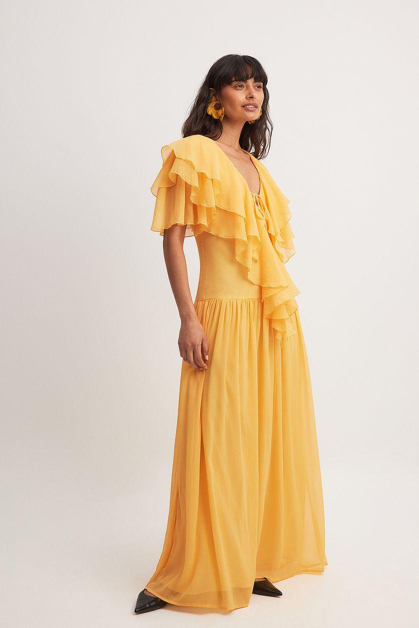 Chiffon Ruffles Detail Maxi Dress Product Image