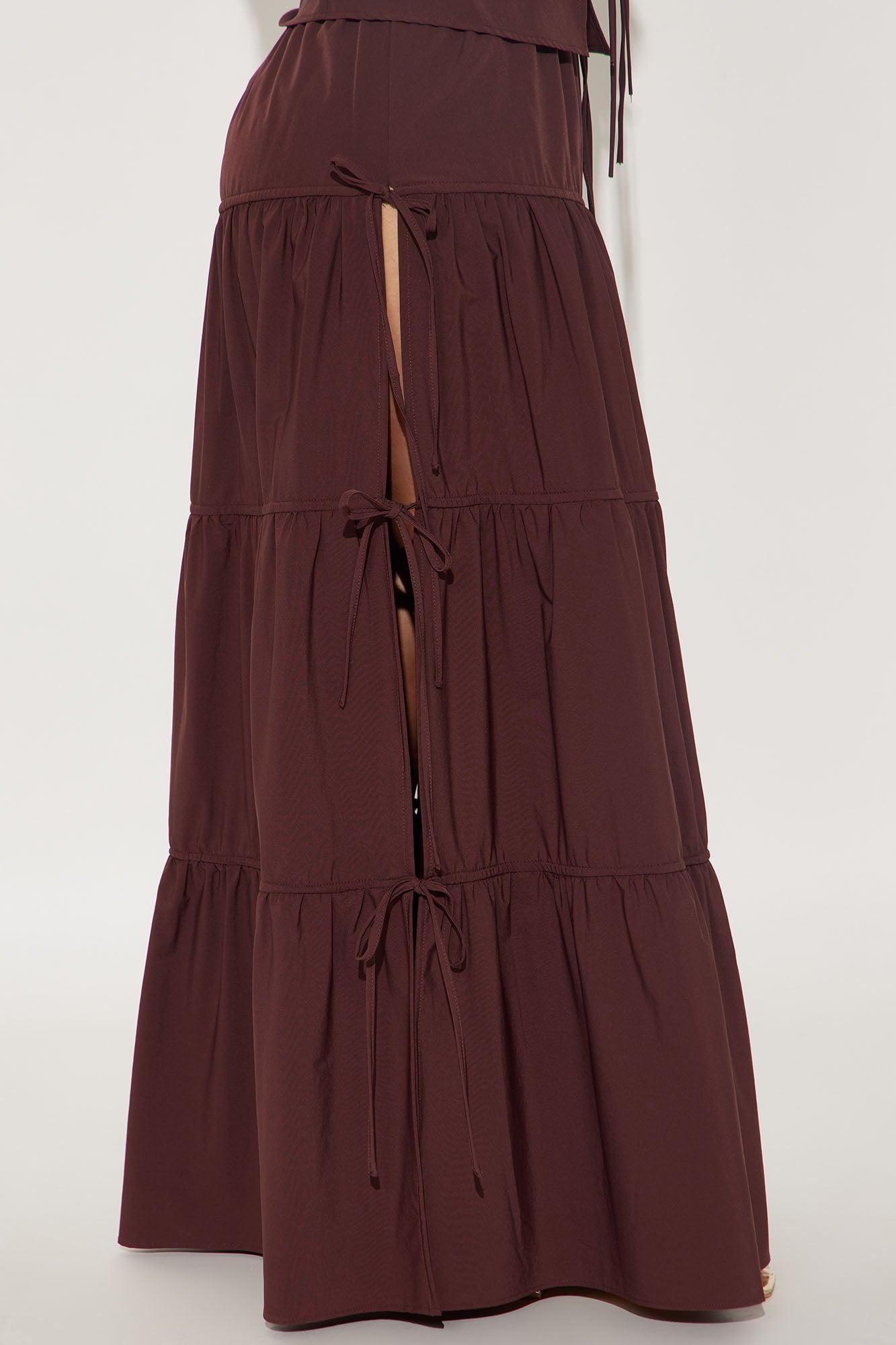 The Amelia Maxi Skirt Set - Brown Product Image