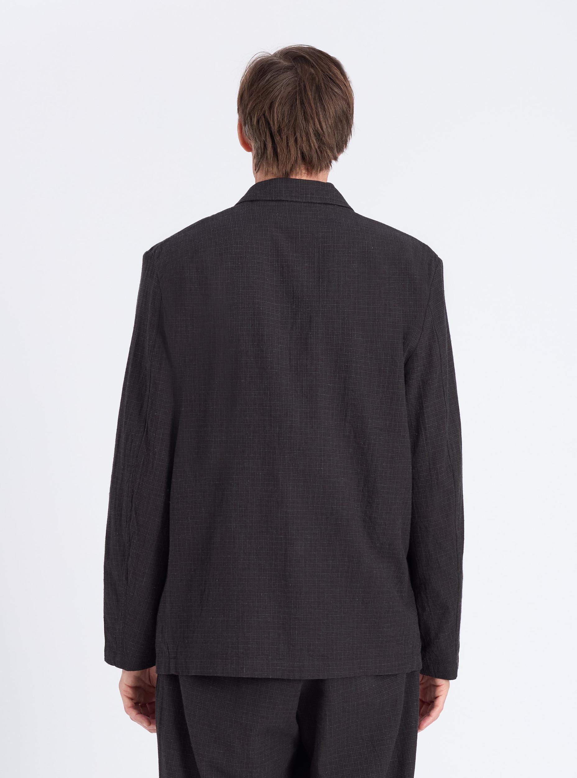 Universal Works Three Button Jacket in Charcoal Fine Linen Mix Product Image