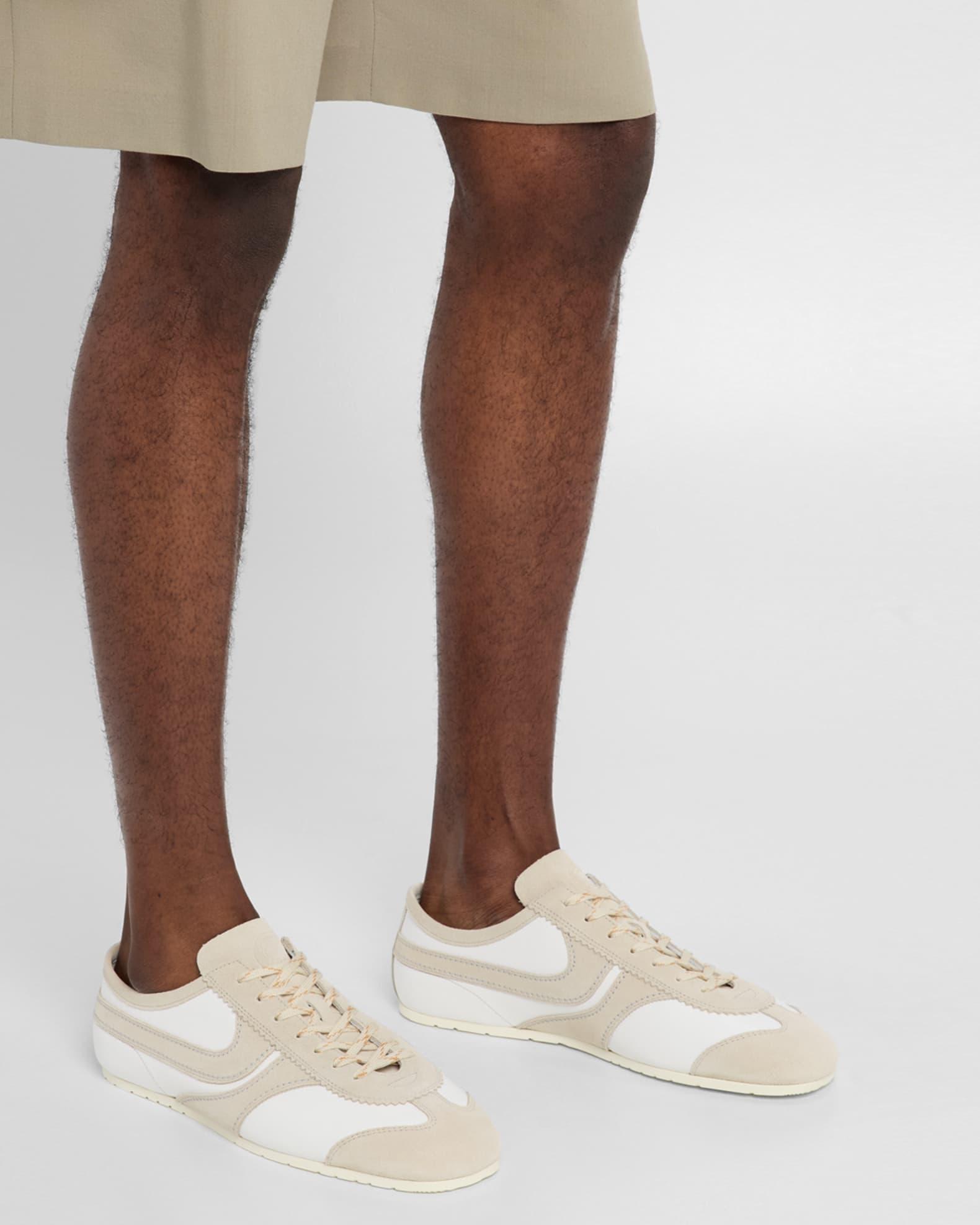 Men's Leather and Suede Low-Top Sneakers Product Image