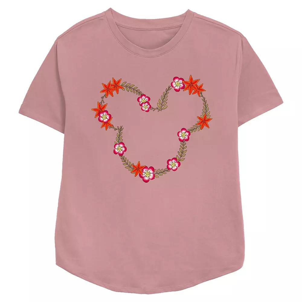 Disney's Mickey Mouse May Floral Wreath Women's Relaxed Fit Graphic Tee,  Product Image