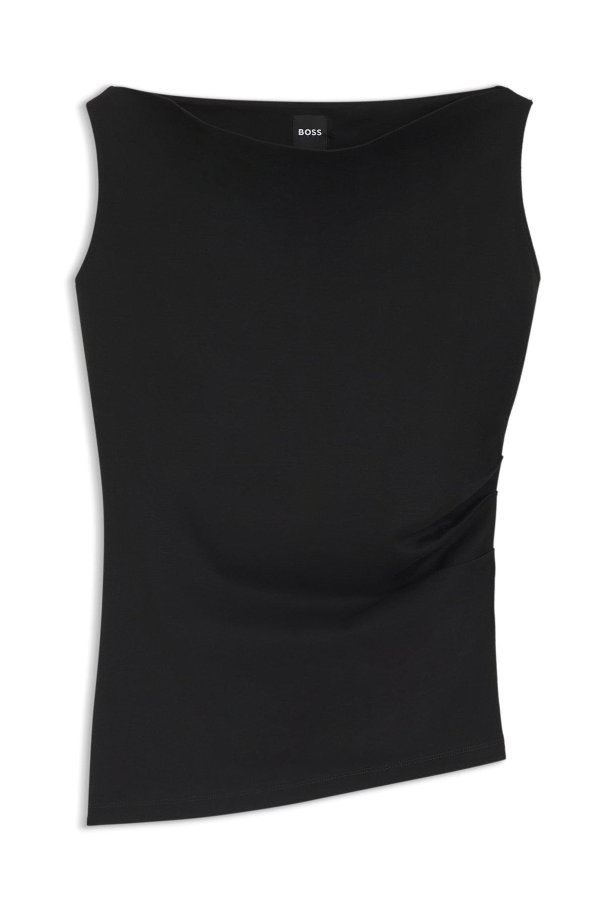 Cowl-neck asymmetric top in mercerized cotton Product Image