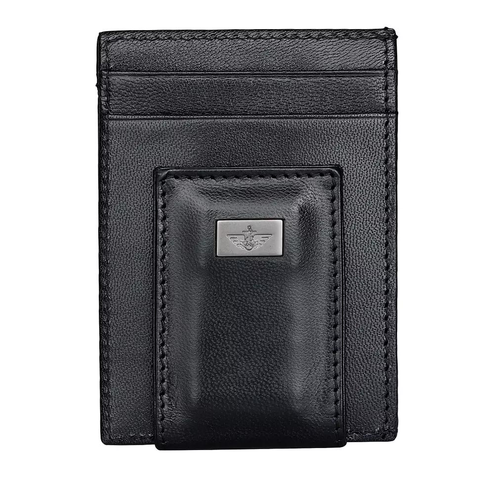 Men's Dockers® RFID-Blocking Leather Front Pocket Wallet with Metal Logo & Magnetic Money Clip, Black Product Image