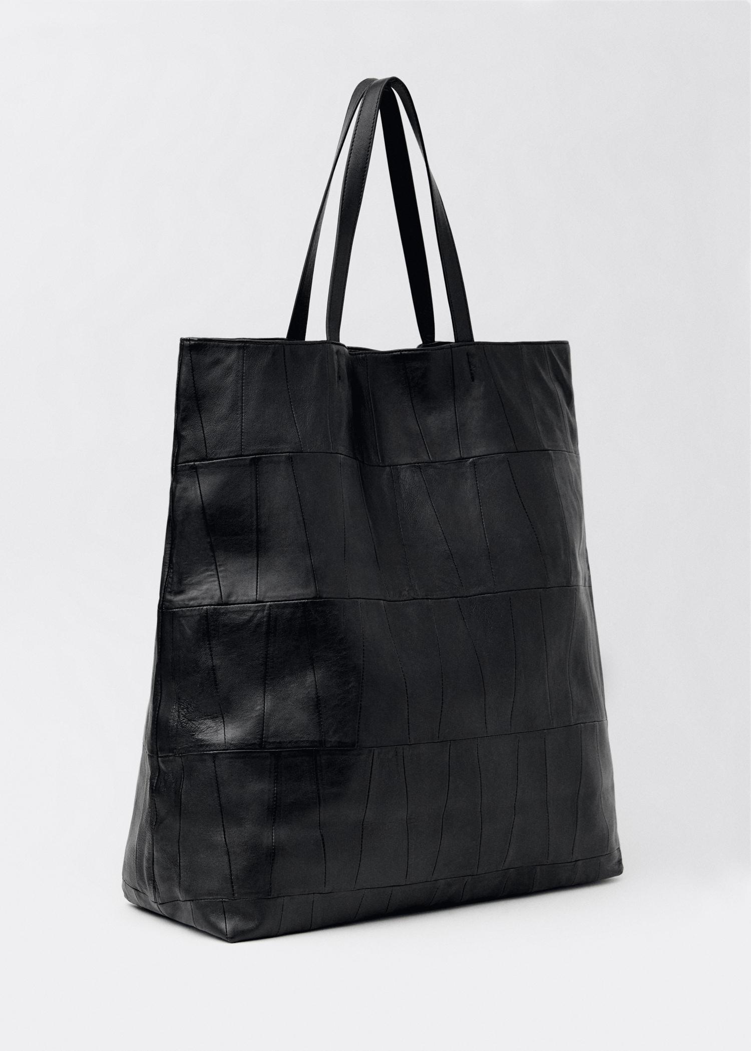 Patchwork leather shopper bag - Women | MANGO USA Product Image