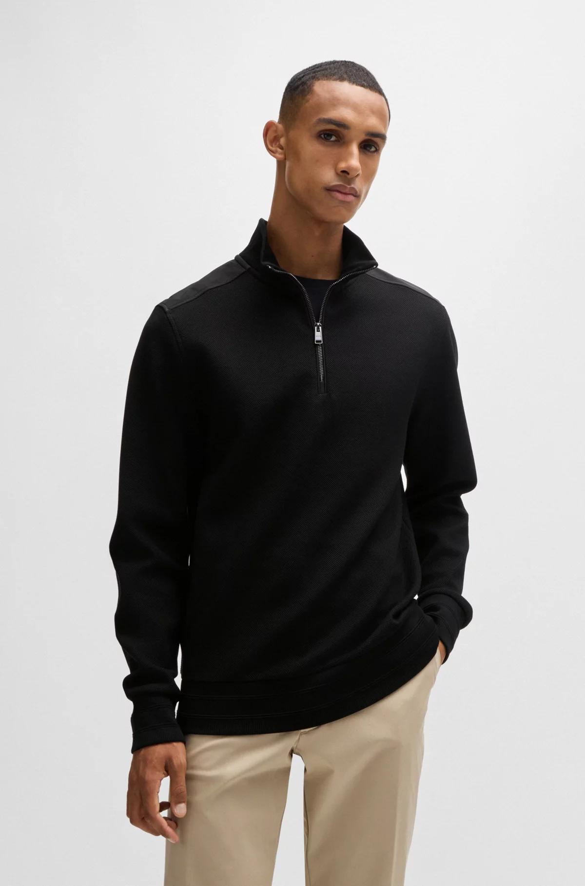 Boss Mercerized-Cotton Regular-Fit Sweatshirt with Logo Patch Product Image