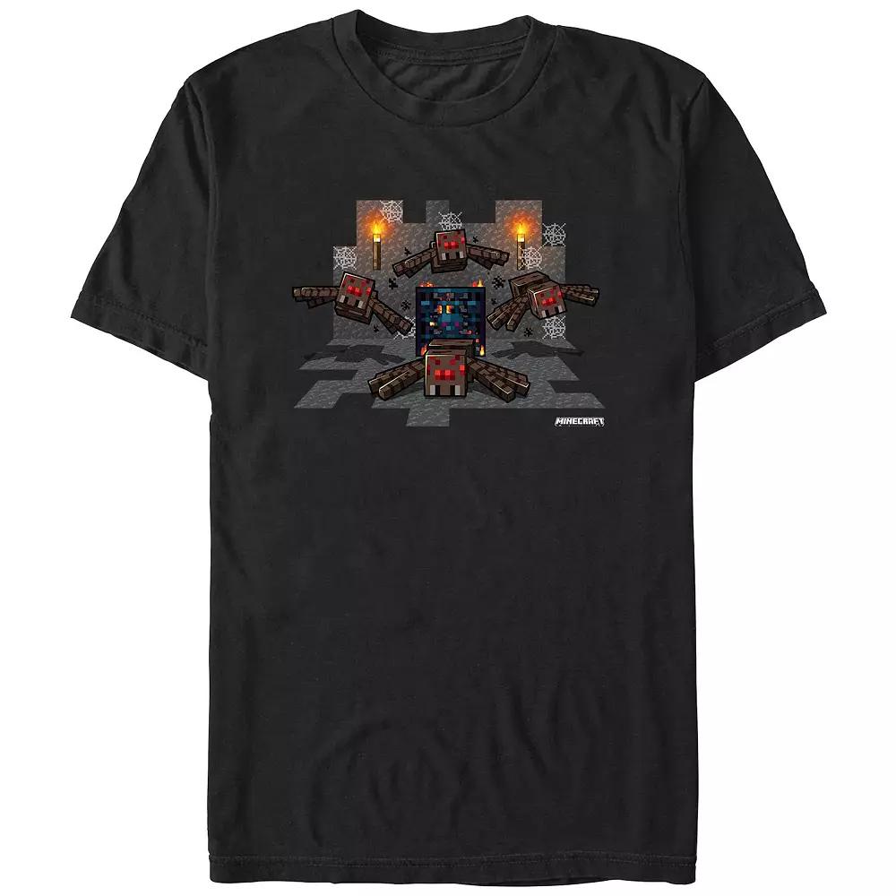 Men's Minecraft Scary Spiders Graphic Tee, Size: XL, Black Product Image