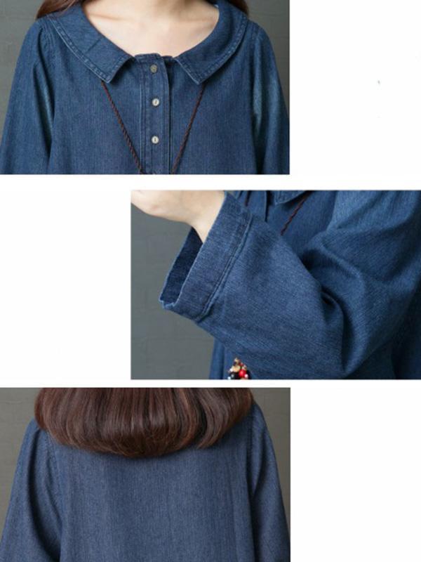 Loose Denim Shirt Maxi Dresses Product Image