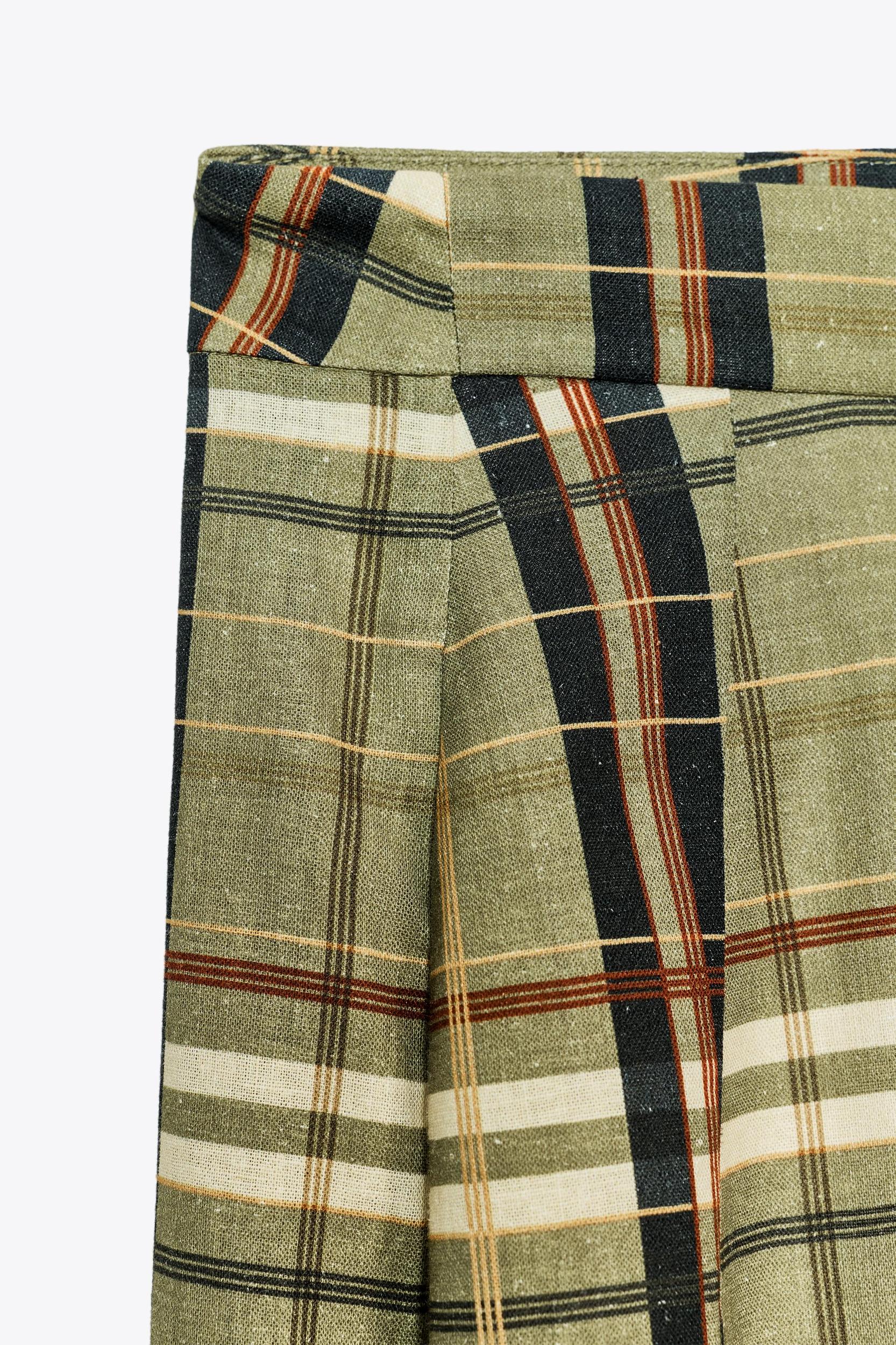 ZW COLLECTION LINEN CHECKERED PANTS Product Image