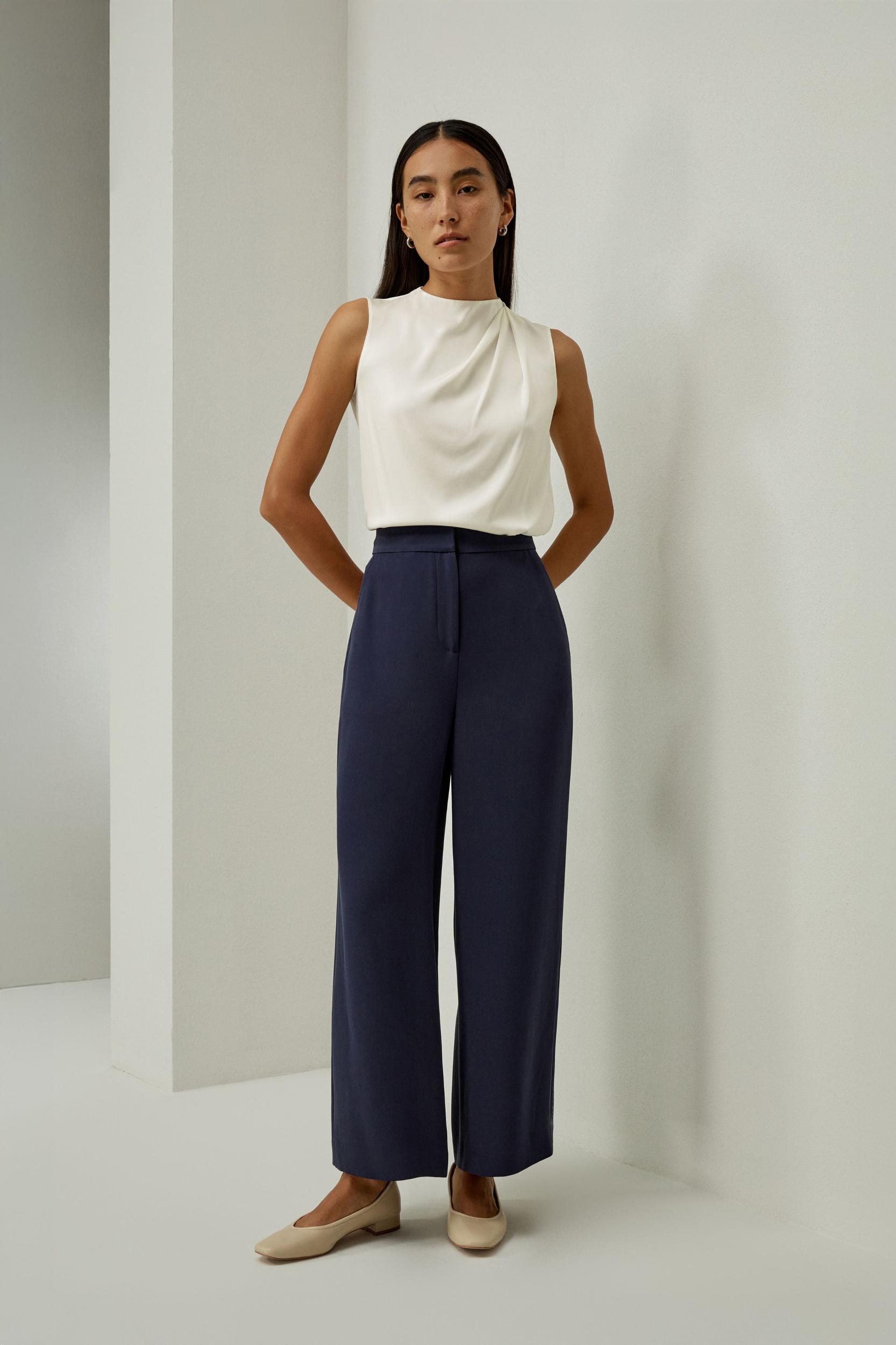 LILYSILK Silk Trousers - Womens - Royal Blue 100% Organic Silk - High-Quality Wide Leg Pants 16 Product Image