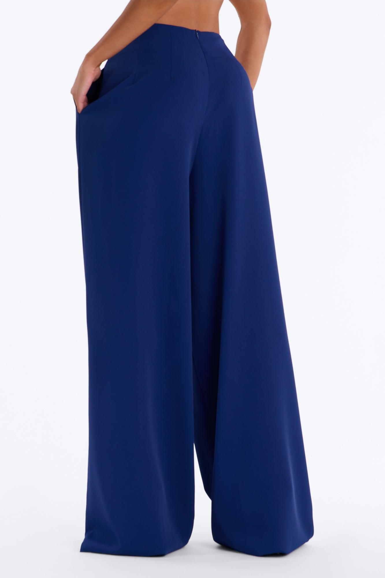 About Time Wide Leg Trousers - Blue Female Product Image