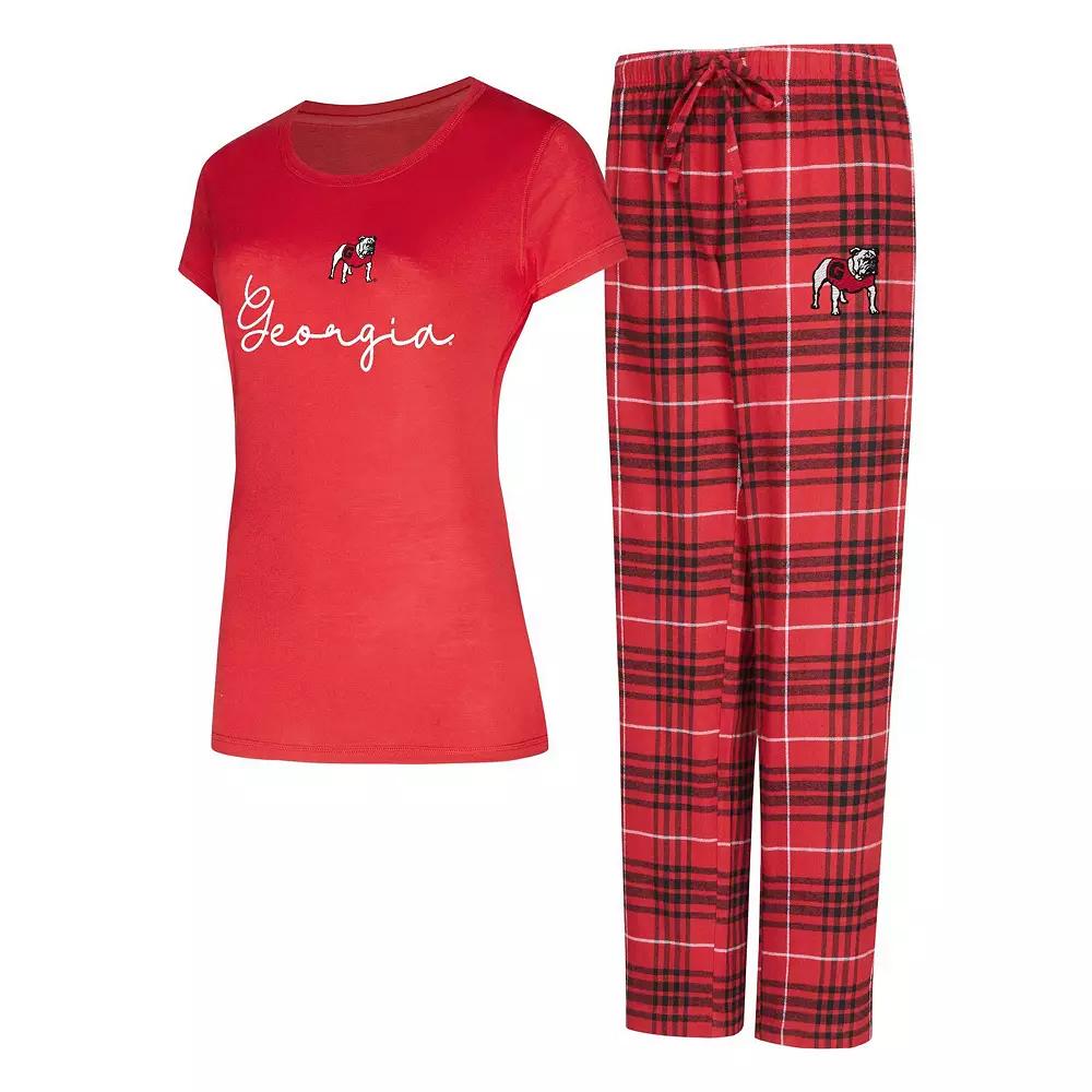 Women's Concepts Sport  Red Georgia Bulldogs Vector T-Shirt & Flannel Pants Sleep Set, Size: Large Product Image