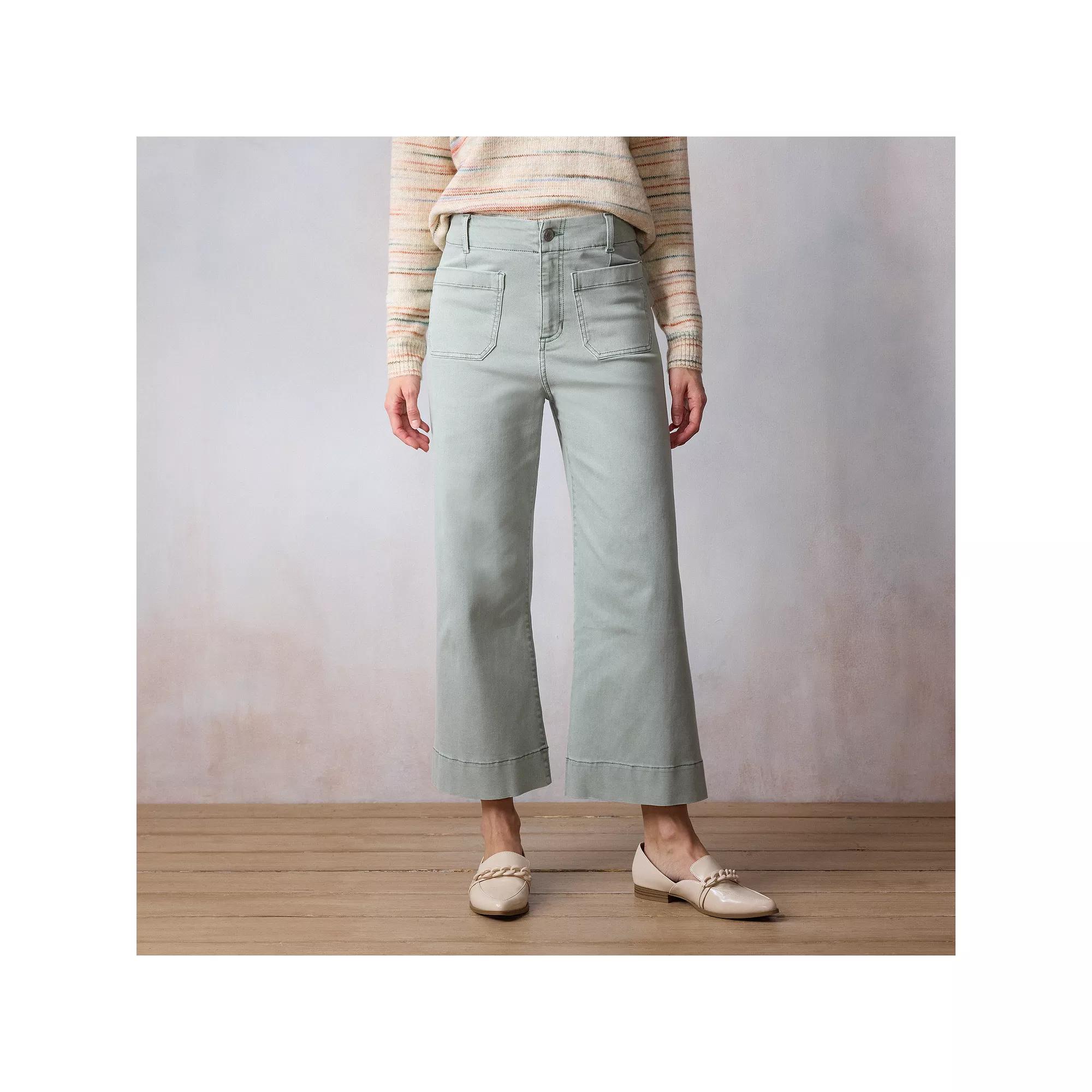 Women's LC Lauren Conrad Super High-Rise Wildflower Wide Leg Cropped Pants, Size: 2, Valor Green Product Image