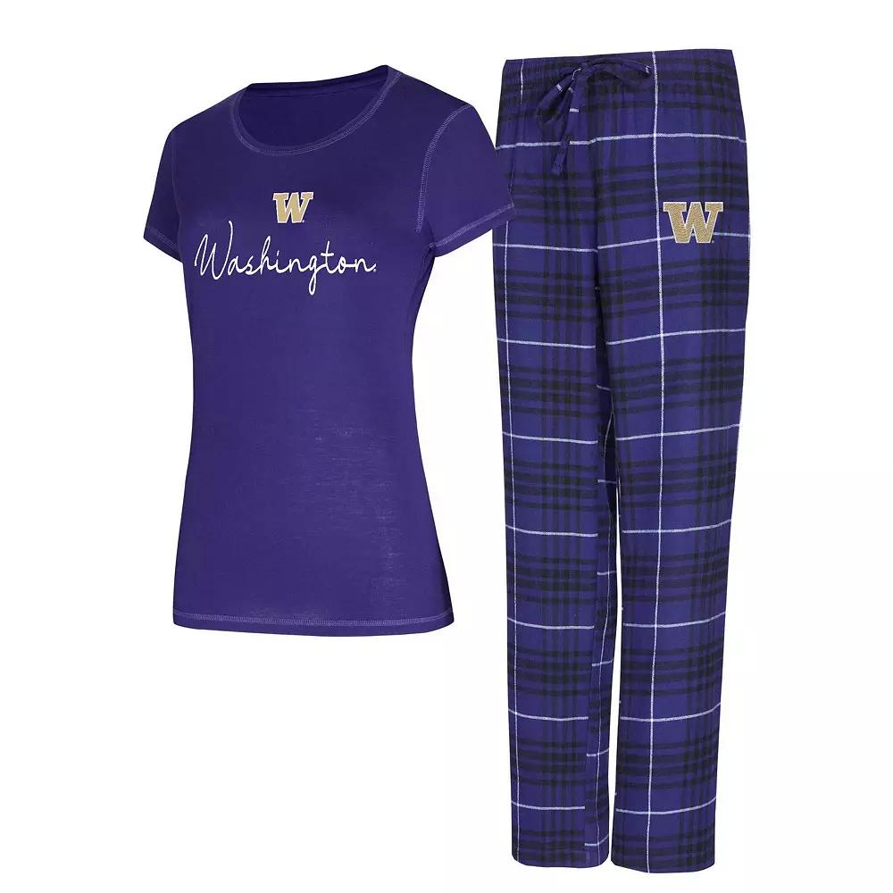 Women's Concepts Sport Purple Washington Huskies Vector T-Shirt & Flannel Pants Sleep Set,  Product Image
