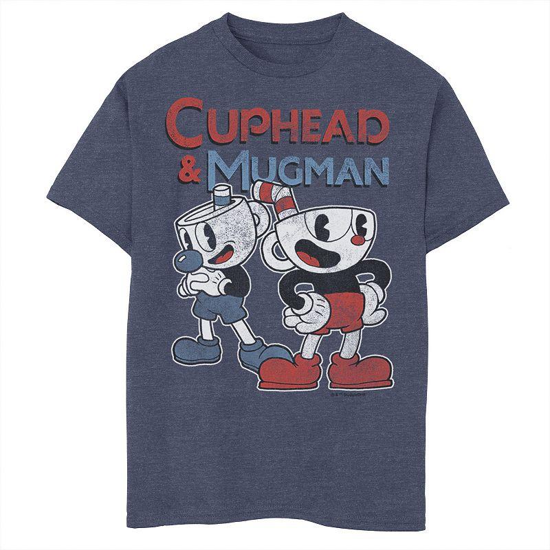 Boys 8-20 Cuphead and Mugman Dynamic Duo Tee, Boy's, Size: Large, Navy Grey Product Image