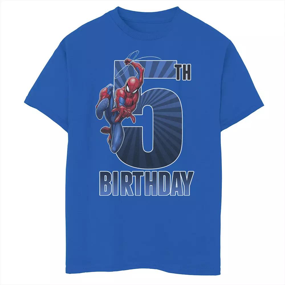 Boys 8-20 Marvel Spider-Man Swinging 5th Birthday Tee, Boy's,  Product Image