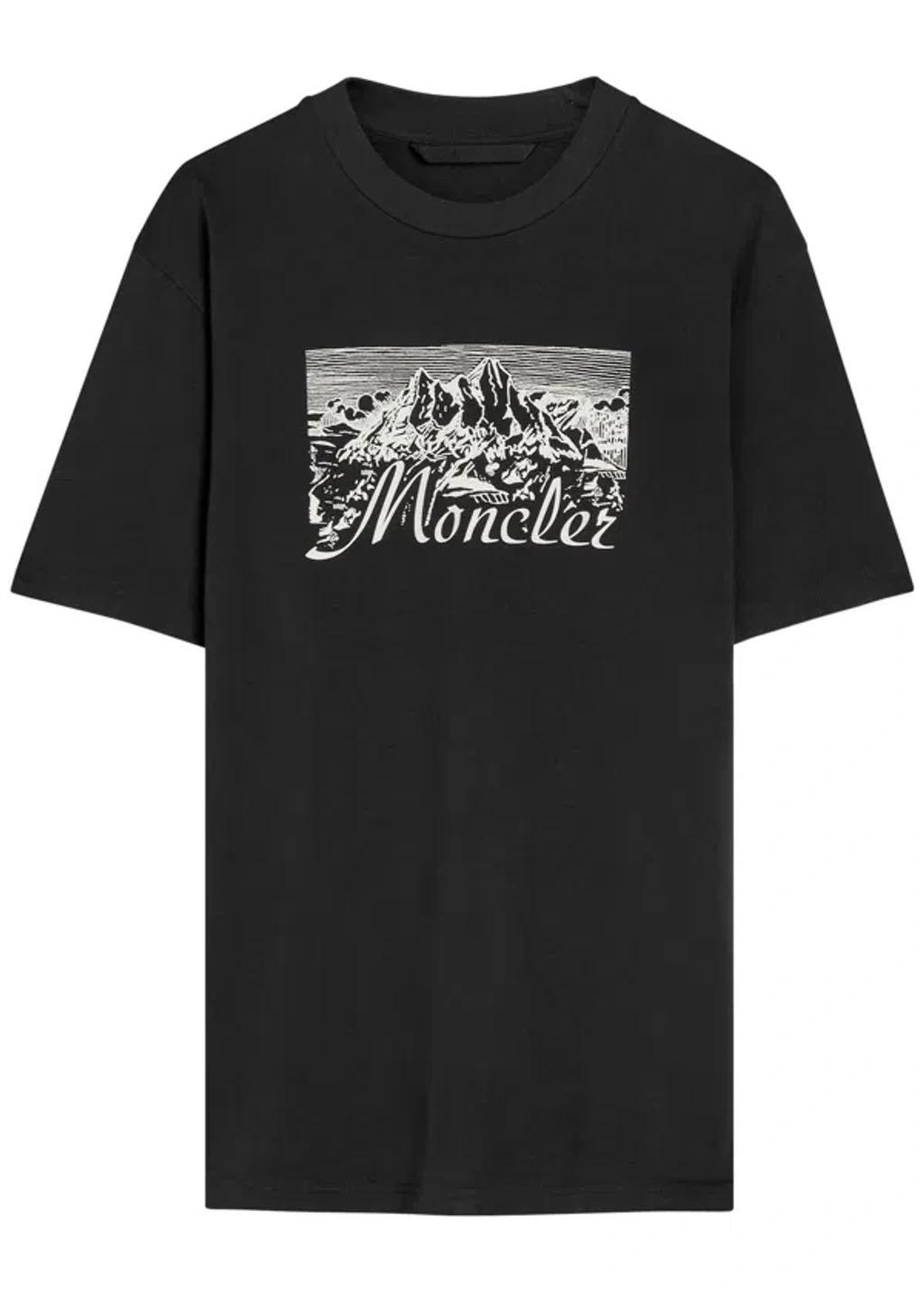 MONCLER Graphic Mountain Print Short Sleeve T-shirt In Black Product Image
