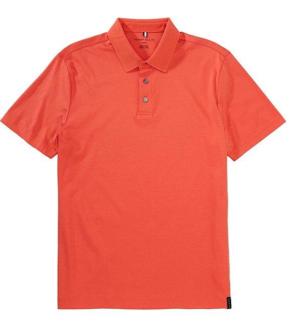 Perry Ellis Performance Stretch Solid Interlock Short Sleeve Polo Shirt Product Image