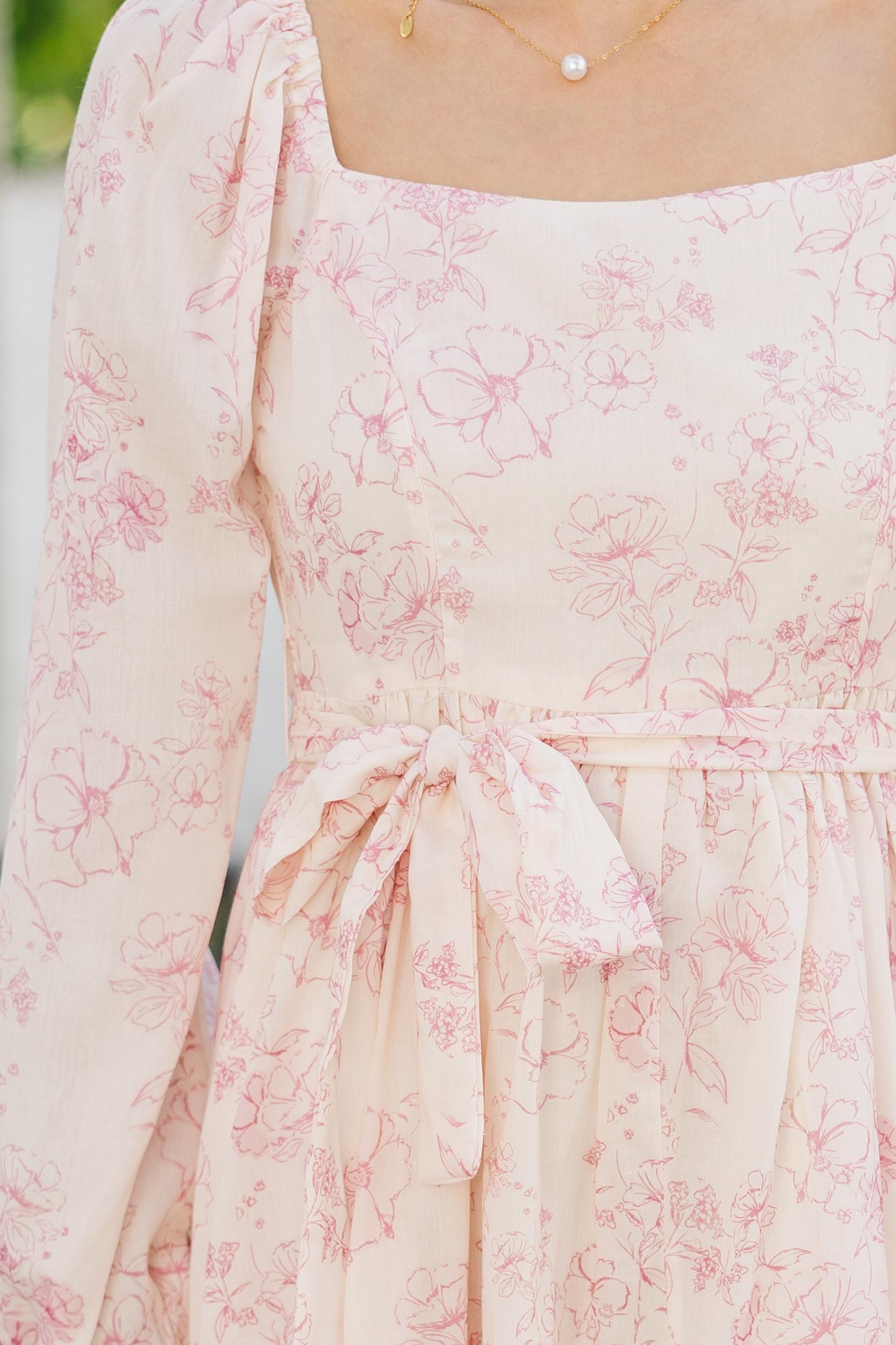 Feeling Oh So Sweet Pink Floral Midi Dress Female Product Image