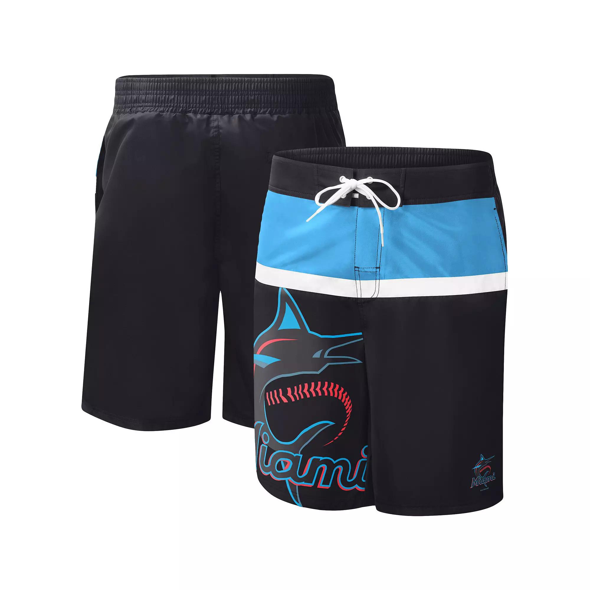 Men's G-III Sports by Carl Banks Black Miami Marlins Sea Wind Swim Shorts, Size: Medium Product Image