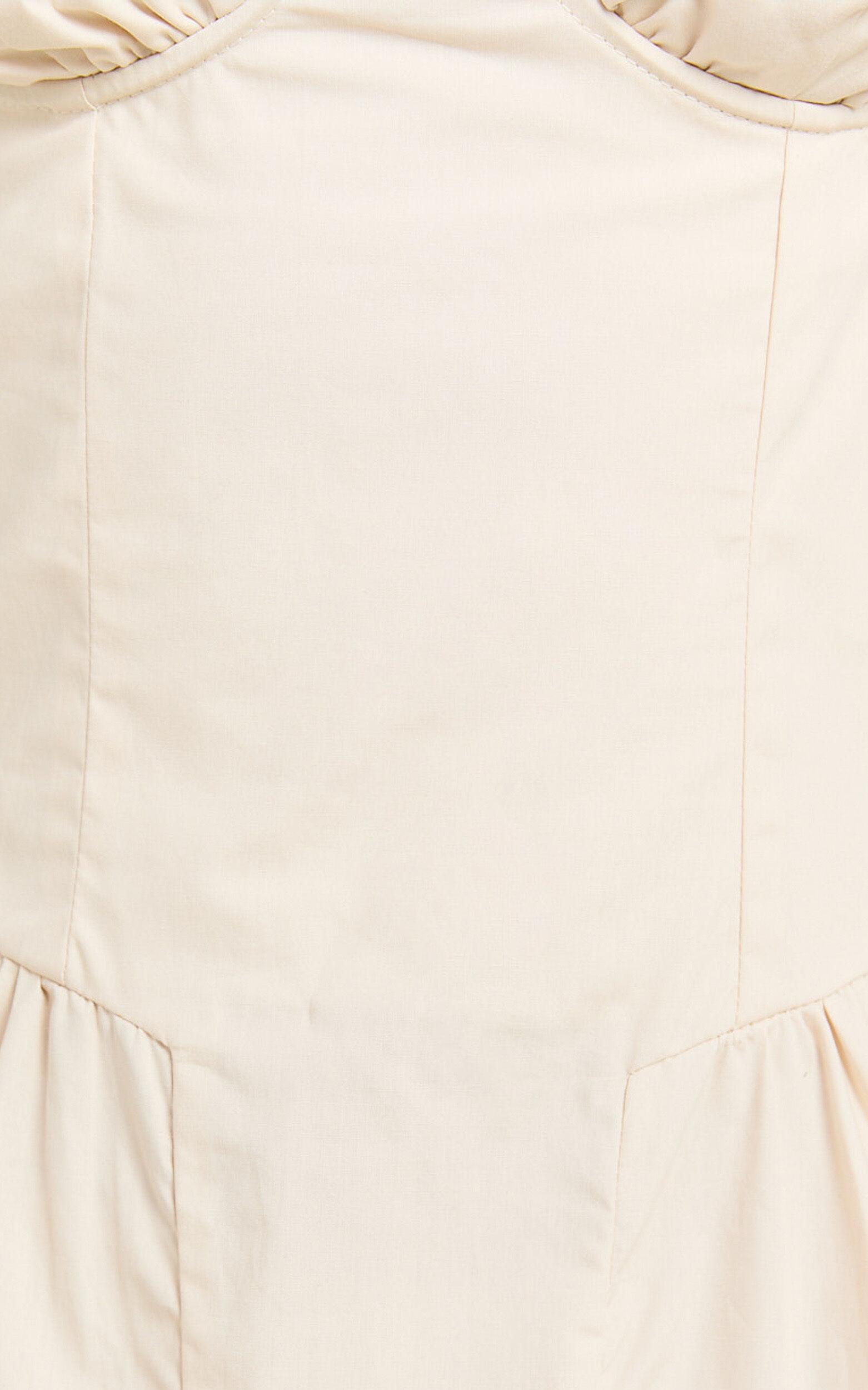 April Mini Dress - Sweetheart Wide Pleated Dress in Sand Product Image