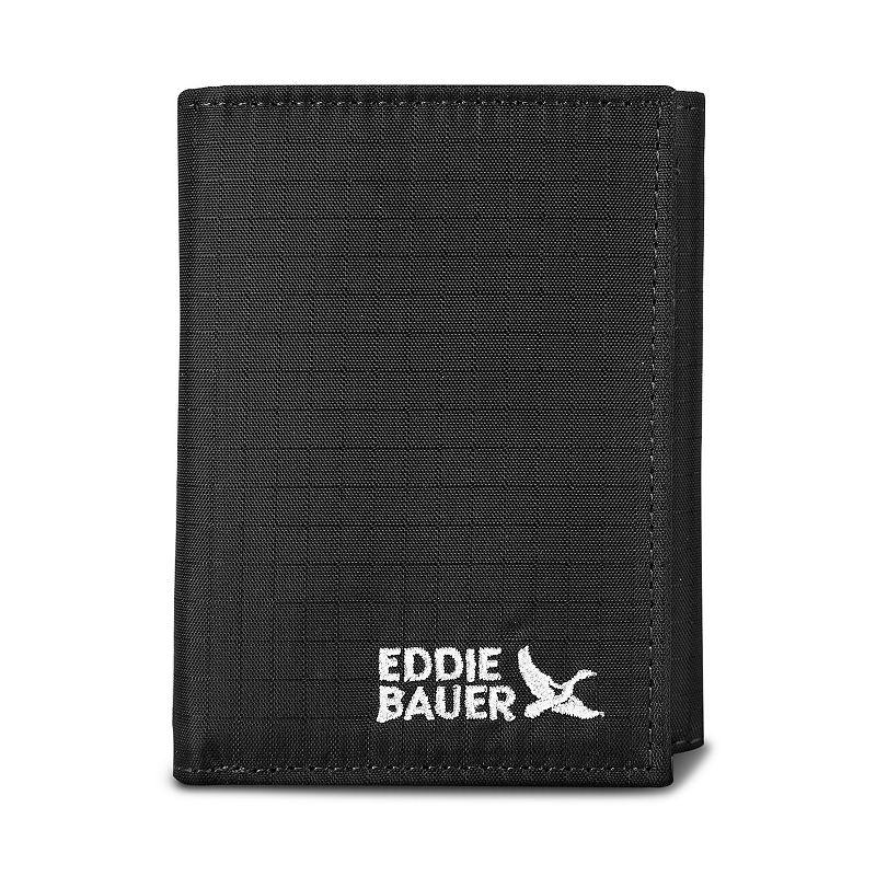 Men's Eddie Bauer Companion Ripstop Nylon Trifold RFID Wallet, Black Product Image