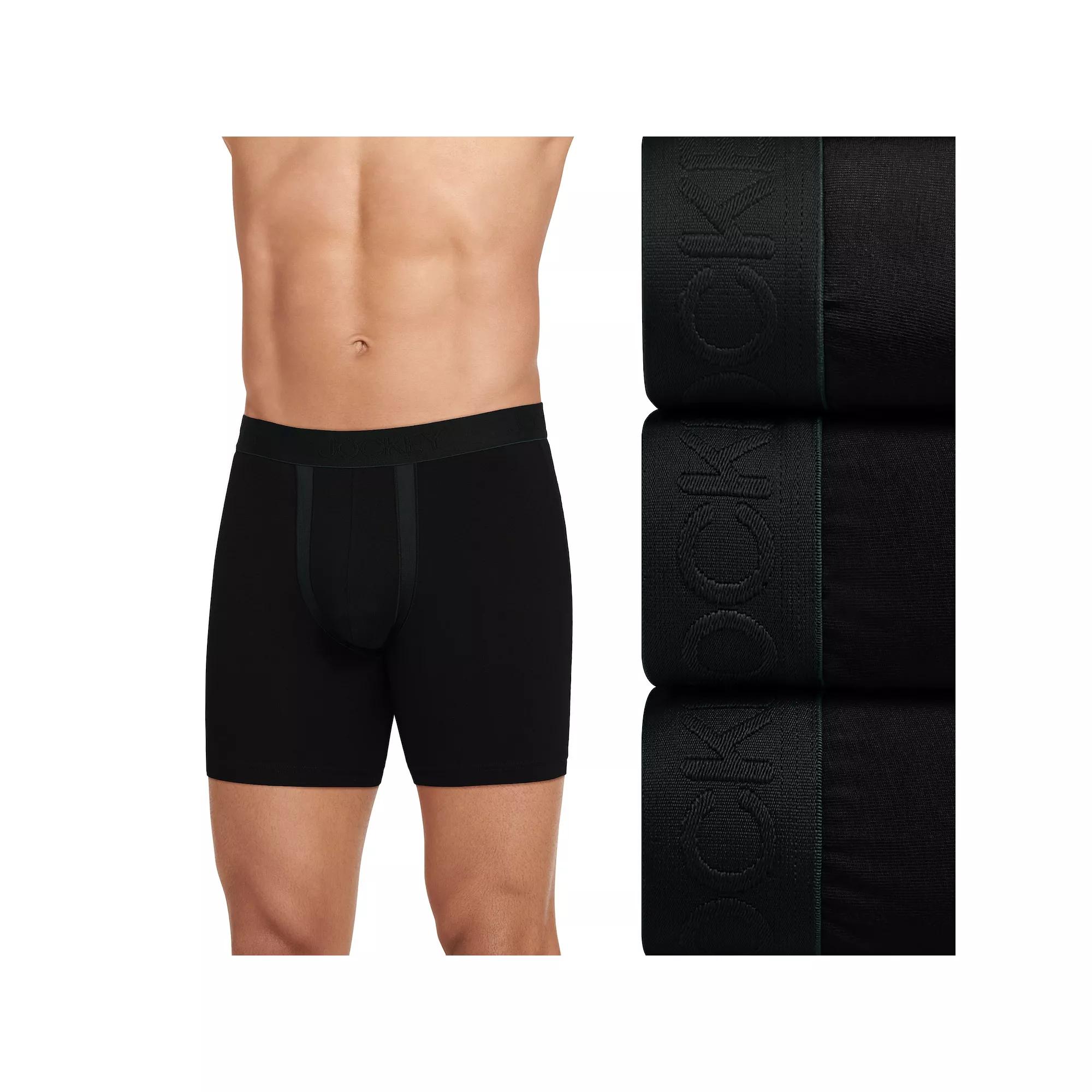 Men’s Jockey® 3-Pack Chafe Proof Pouch Cotton Stretch 6" Boxer Brief, Men's,  Product Image