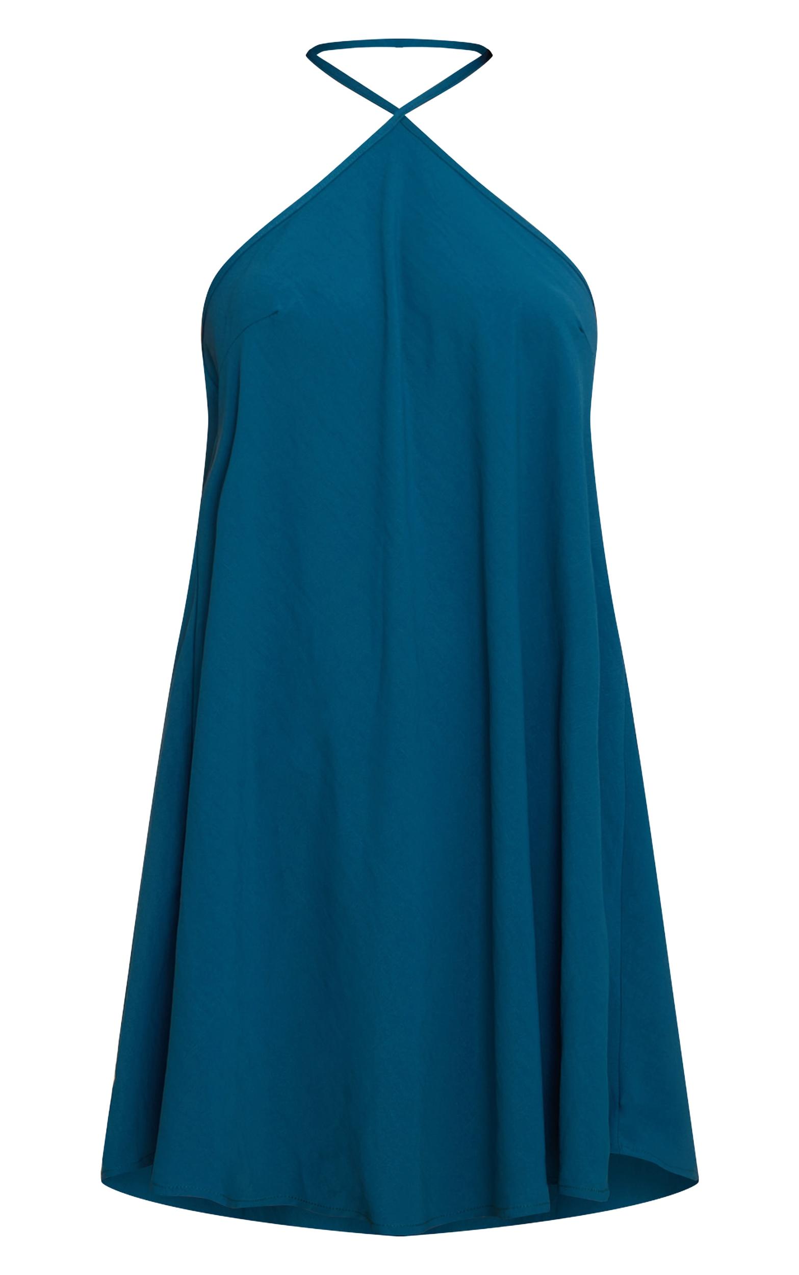  Teal Floaty Woven Halter Neck Mini Dress Product Image