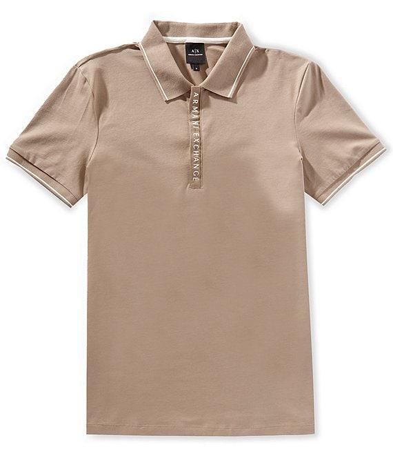 Armani Exchange Slim Fit Covered Logo Zipper Short Sleeve Polo Shirt Product Image