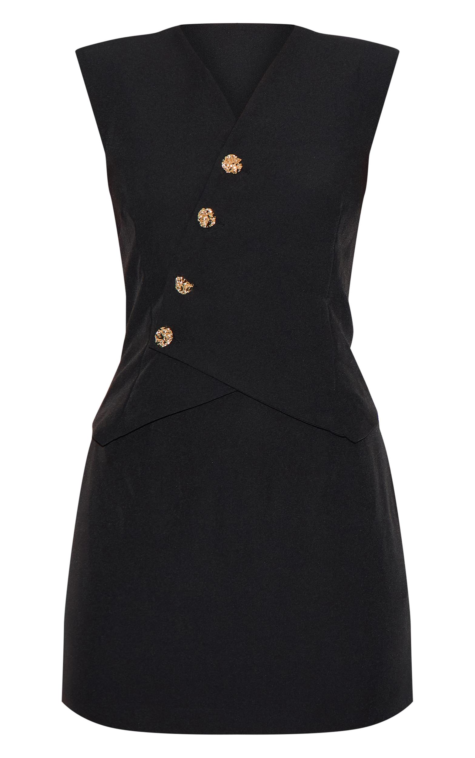  Black Woven Asymmetric Mini Dress Product Image