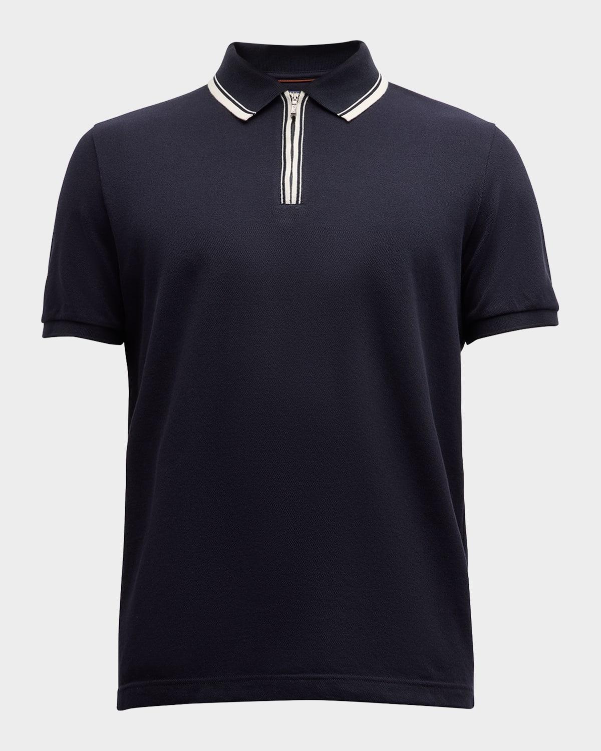 Mens Comfort Pique Quarter-Zip Polo Shirt Product Image