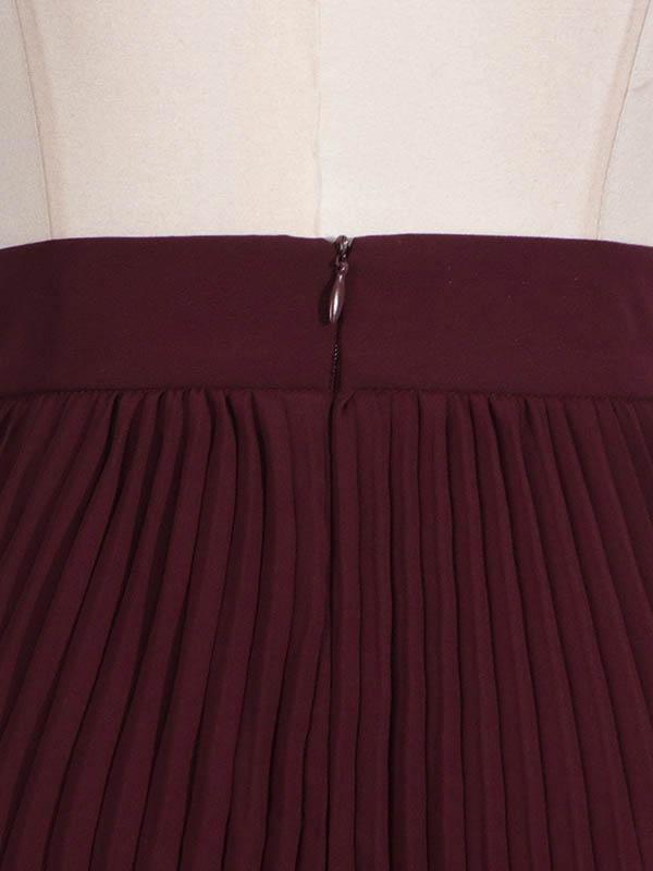 Flared Sleeves Solid Color Split-Joint Zipper Off-The-Shoulder Blouses&Shirts Tops + Pleated A-Line Skirts Bottom Two Pieces Set Product Image