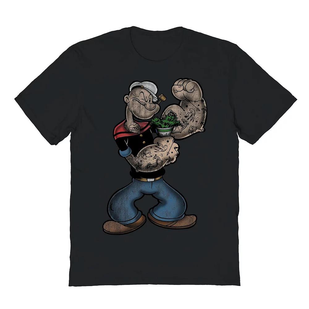 Men's Popeye Spinach Flex Graphic Tee, Size: Medium, Black Product Image
